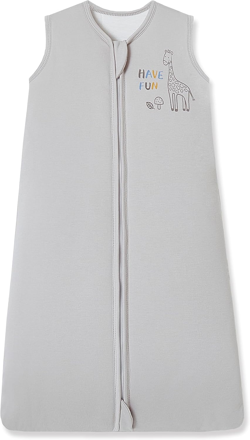 Chilsuessy Baby Sleep Sack 0-6 Months 1.5 TOG, 2 Pack Bamboo Baby Wearable Blanket with 2-Way Zipper, Infant Toddler Sleeping Sack for Newborn Boys and Girls, Animals & Grey