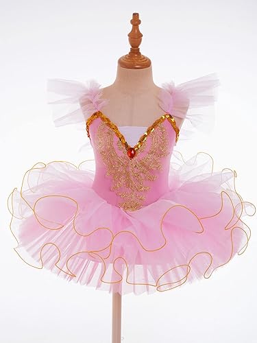 Miniatura 10 de JEATHA Vestido de ballet con falda y leotardo para niñas disfraz de bailarina de cisne y lago para competición