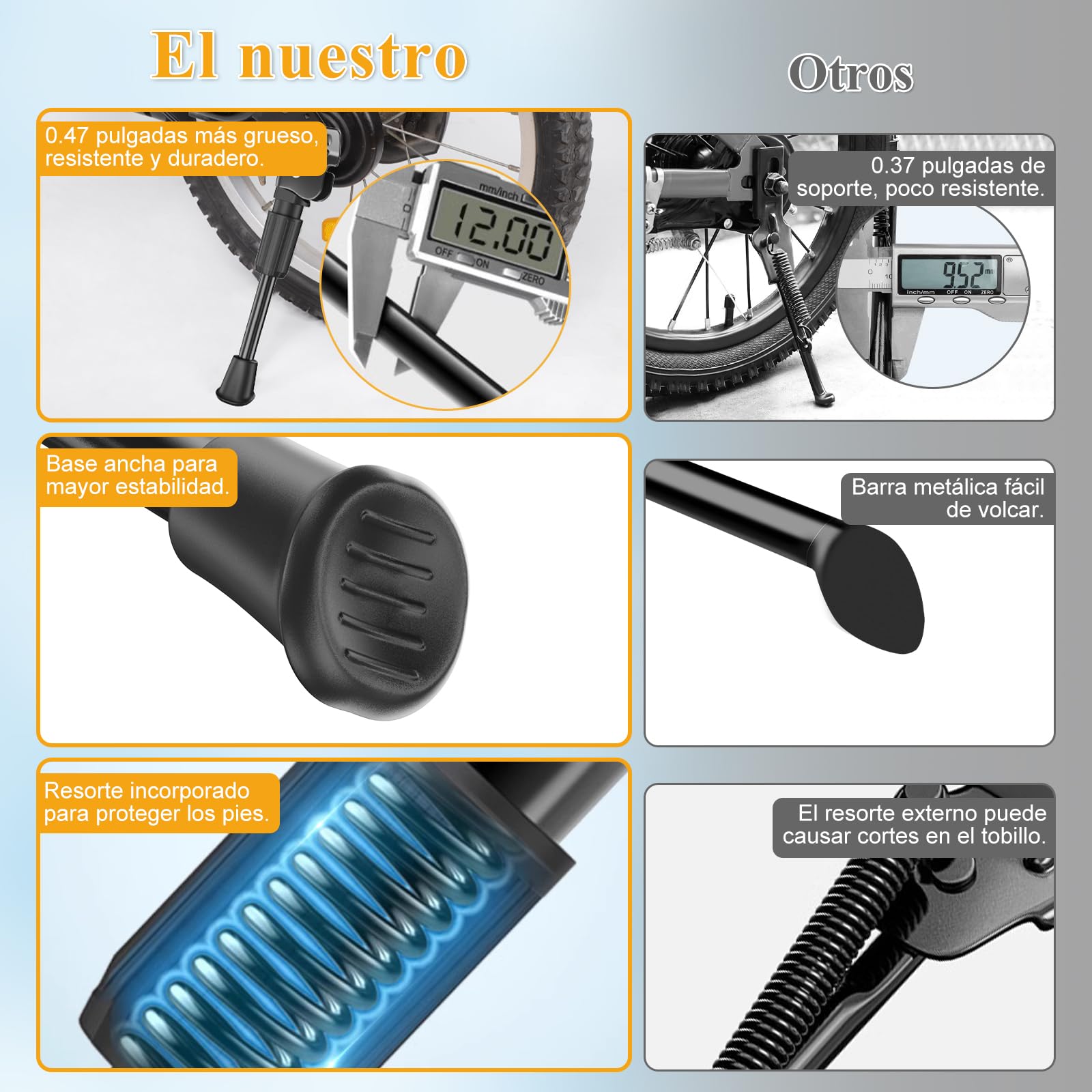 SEISSO Caballete Bicicleta 12-20 Pulgadas, Pata de Cabra Bicicleta, Soporte Retroceso con pie Goma Antideslizante, para Bicicleta de Montaña 12" 14" 16" 18" 20"