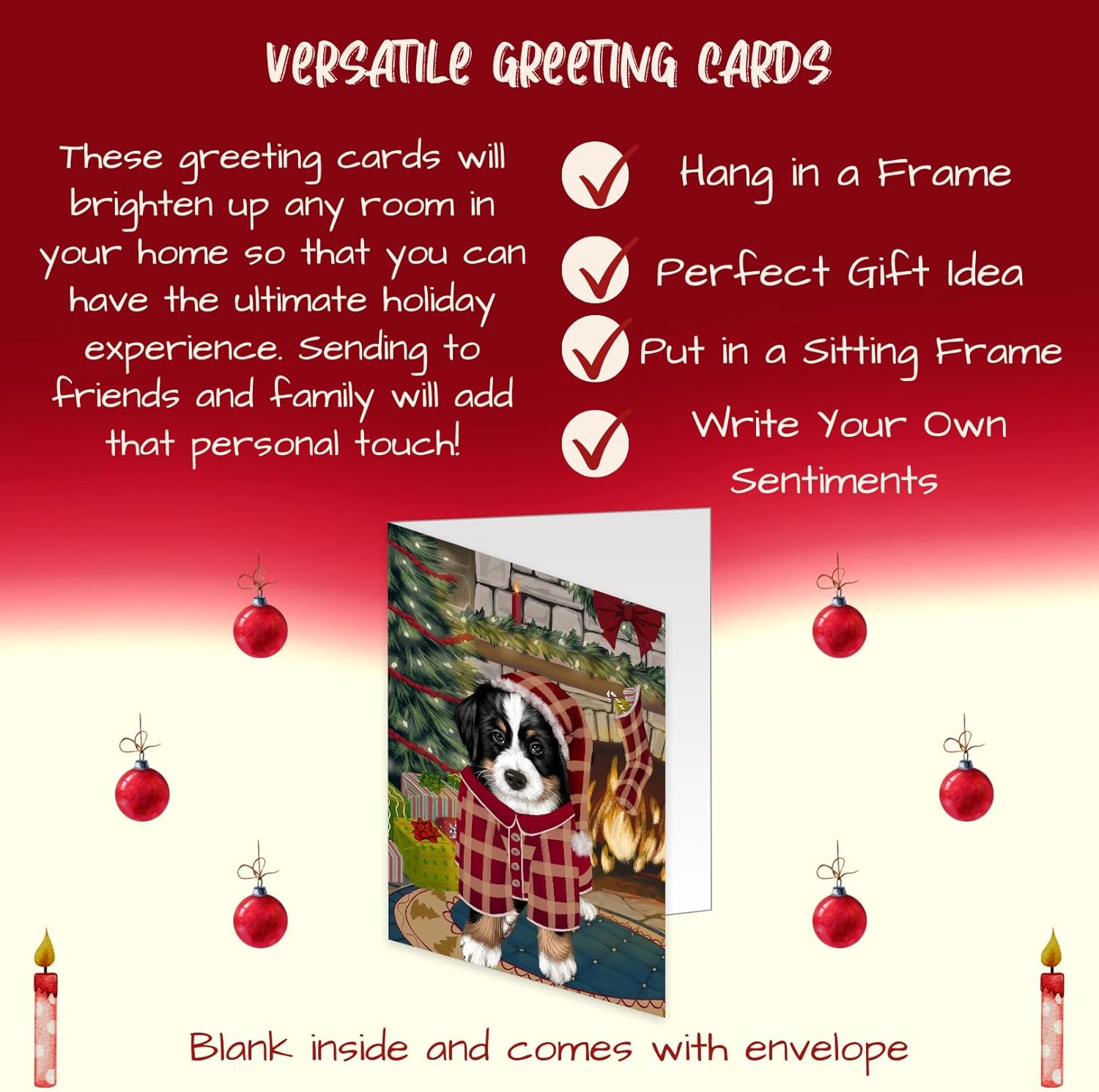 The Stocking Was Hung Christmas - Bernese Mountain Dog Note Cards - Pets Invitation Cards with Envelopes - Pet Artwork Note Cards for All Occasions GCDC49170 (10 Greeting Cards)
