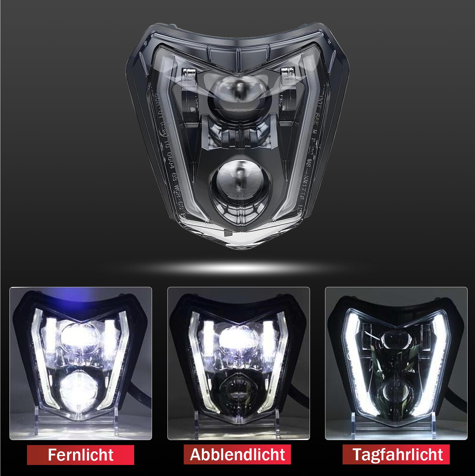 Led Motorrad Scheinwerfer e-geprüft für KTM EXC XCW 250 350 450 500 2014-2023 SMC-R 690 Enduro 2019-2023