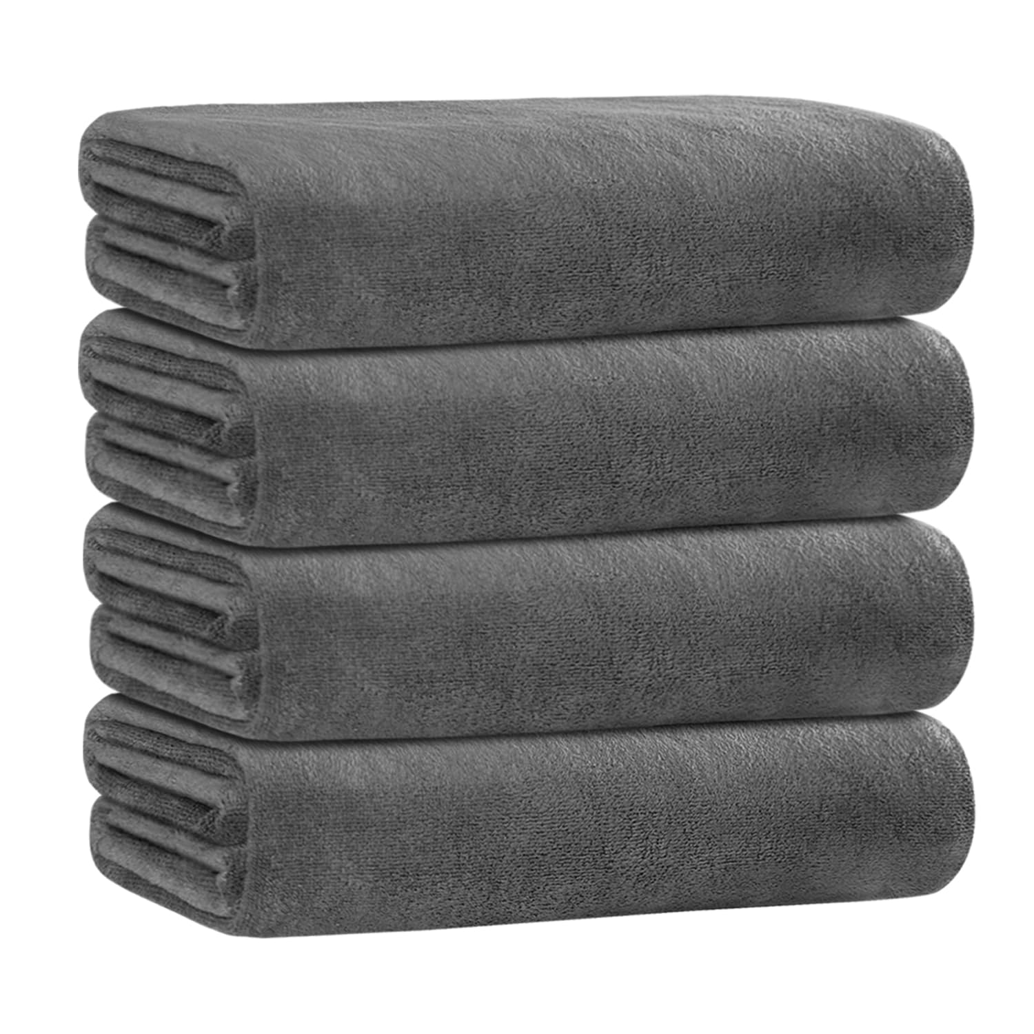 JMLBath Towels, Large Microfiber Bath Towels Set 4 Pack (30" x 60"), Lightweight & Soft Absorbent Bathroom Towels for Gym Yoga, Grey