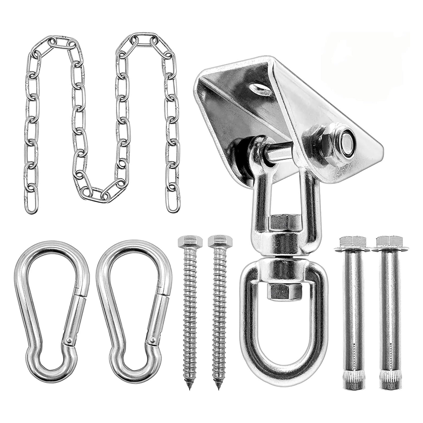 Rostfreie Deckenaufhängung, drehbare Hakenhalterung, 250 kg, für Hängematten Innen und Außenbereich, Hängebettausrüstung, korrosionsbeständiges Hänge Hardware Set