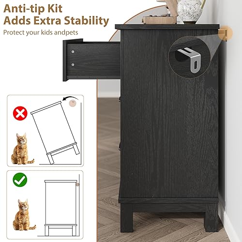 Miniatura 5 de GarveeHome Cómoda de 6 cajones para dormitorio, cómoda de 47 pulgadas de ancho con almacenamiento independiente, baúl de almacenamiento de madera