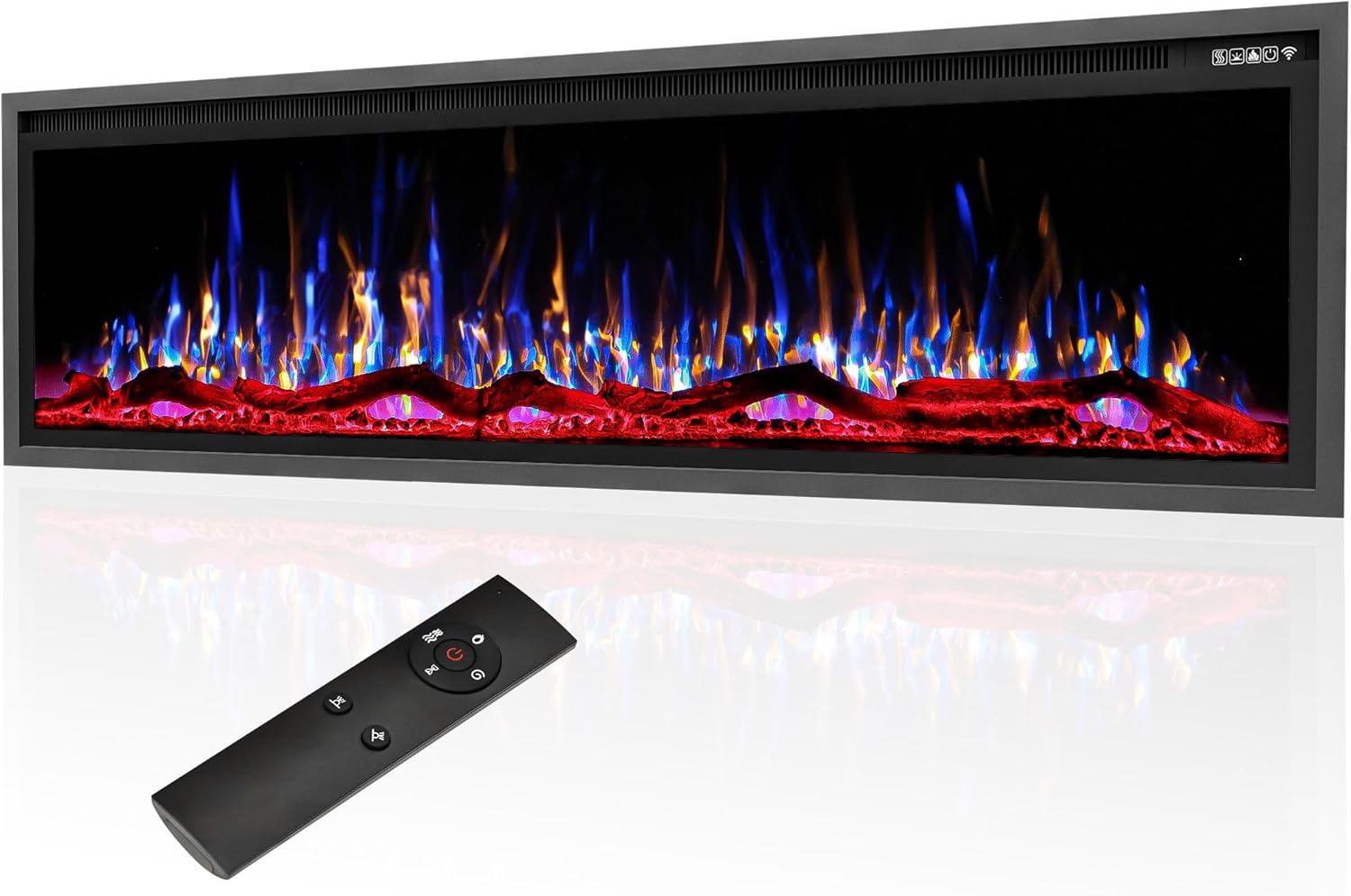 72" Electric Fireplace Recessed Linear