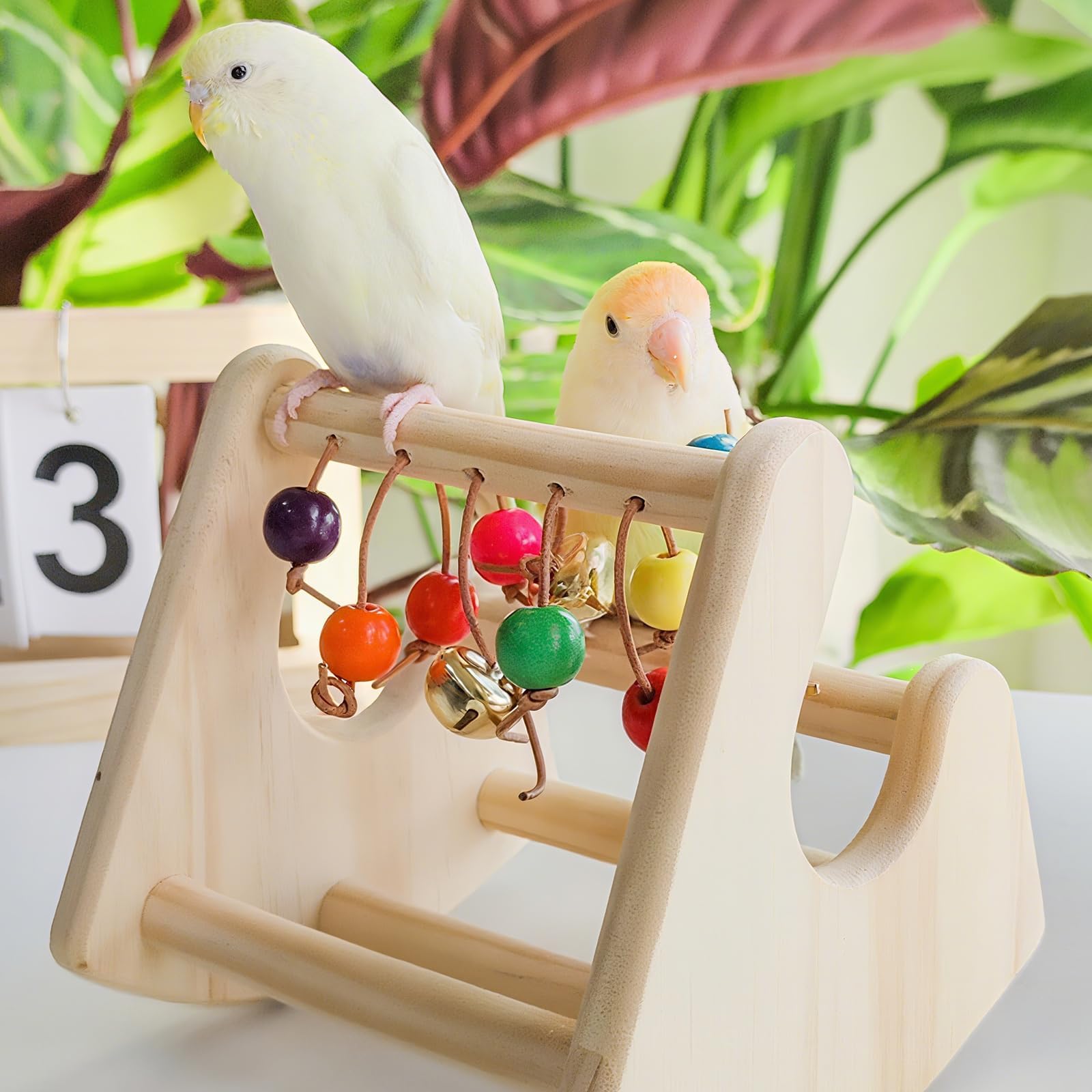 Bird Toys for Parakeets, Bird Perch Toy, Interactive Rocking Parakeet Toys, Enrichment Cockatiel Toy, Wooden Stand for Parakeets Cockatiels Lovebirds Conures Budgies (Interactive Cradle) - image 8