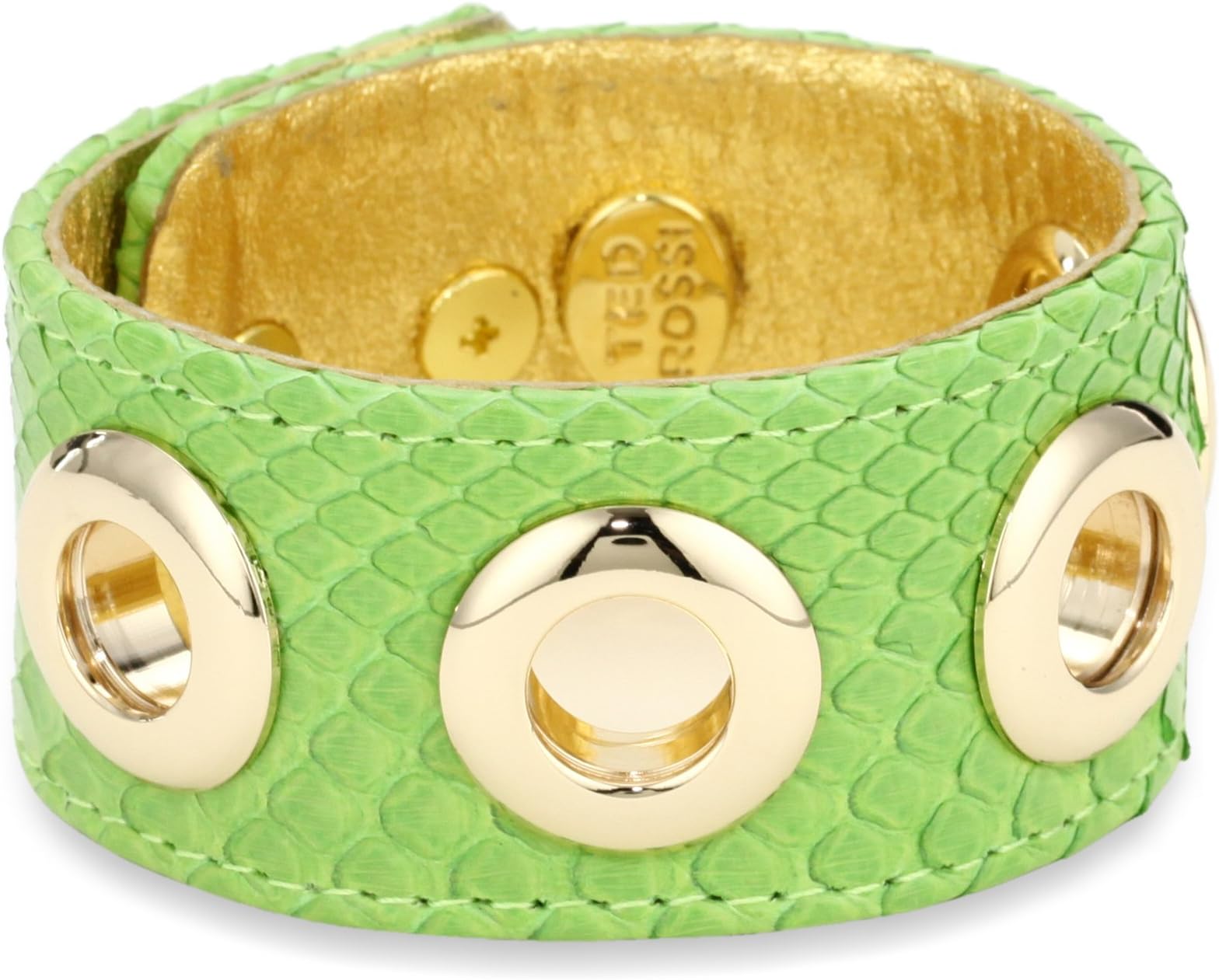 "Palm Beach Chic" Python Metal Circle Soft Cuff Bracelet