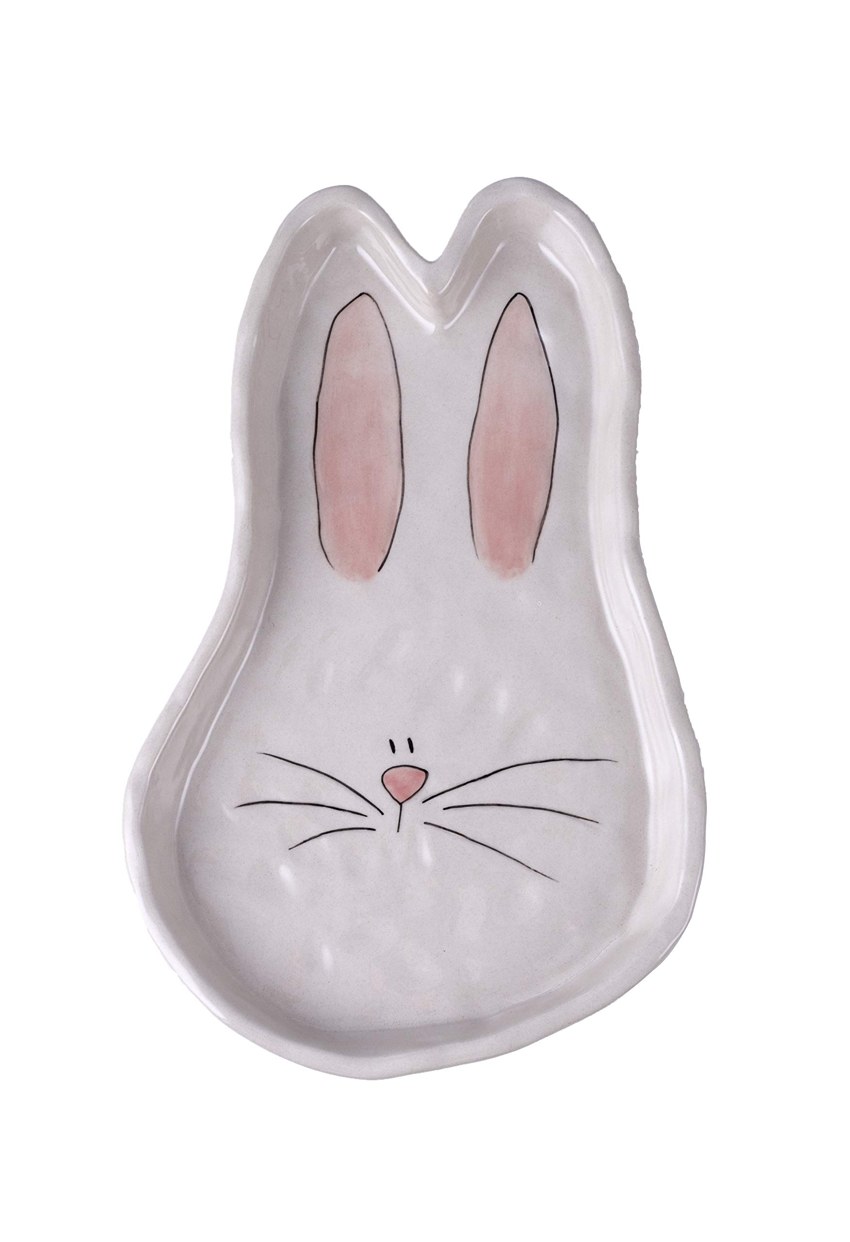 Blue Sky Ceramic Bunny Nibbles Face Platter-Medium, Multi-color