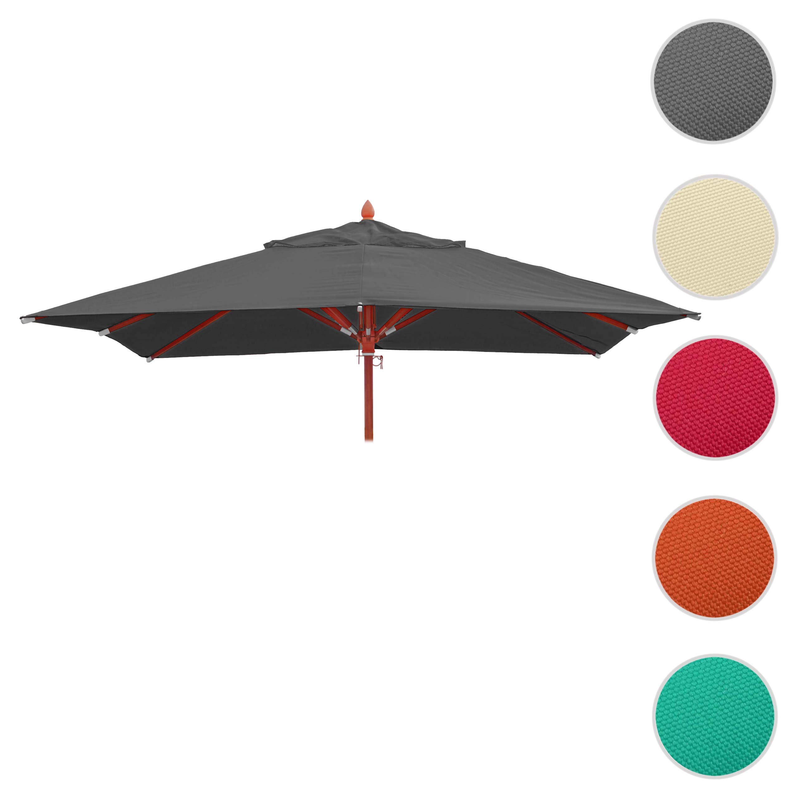 Mendler Wymienny pokrowiec do gastronomii drewniany parasol przeciwsłoneczny HWC-C57, pokrowiec na parasol przeciwsłoneczny, prostokątny, 3 x 3 m, poliester, 3 kg – antracyt