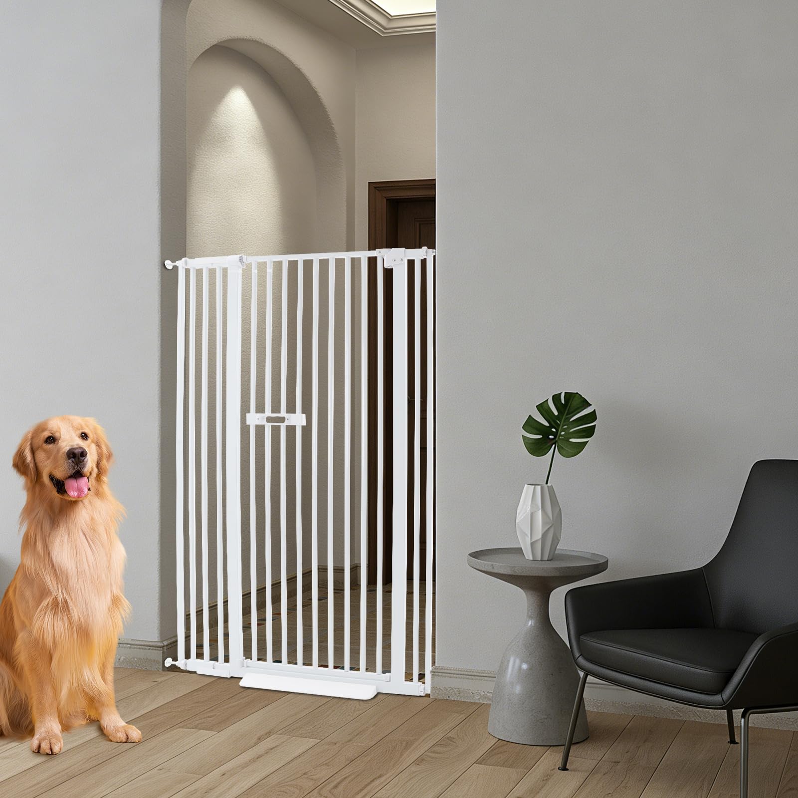 Griglia di sicurezza per porta, senza foratura, regolabile, larga (86-95 cm), per cani e gatti, altezza 150 cm, con chiusura automatica, per scale