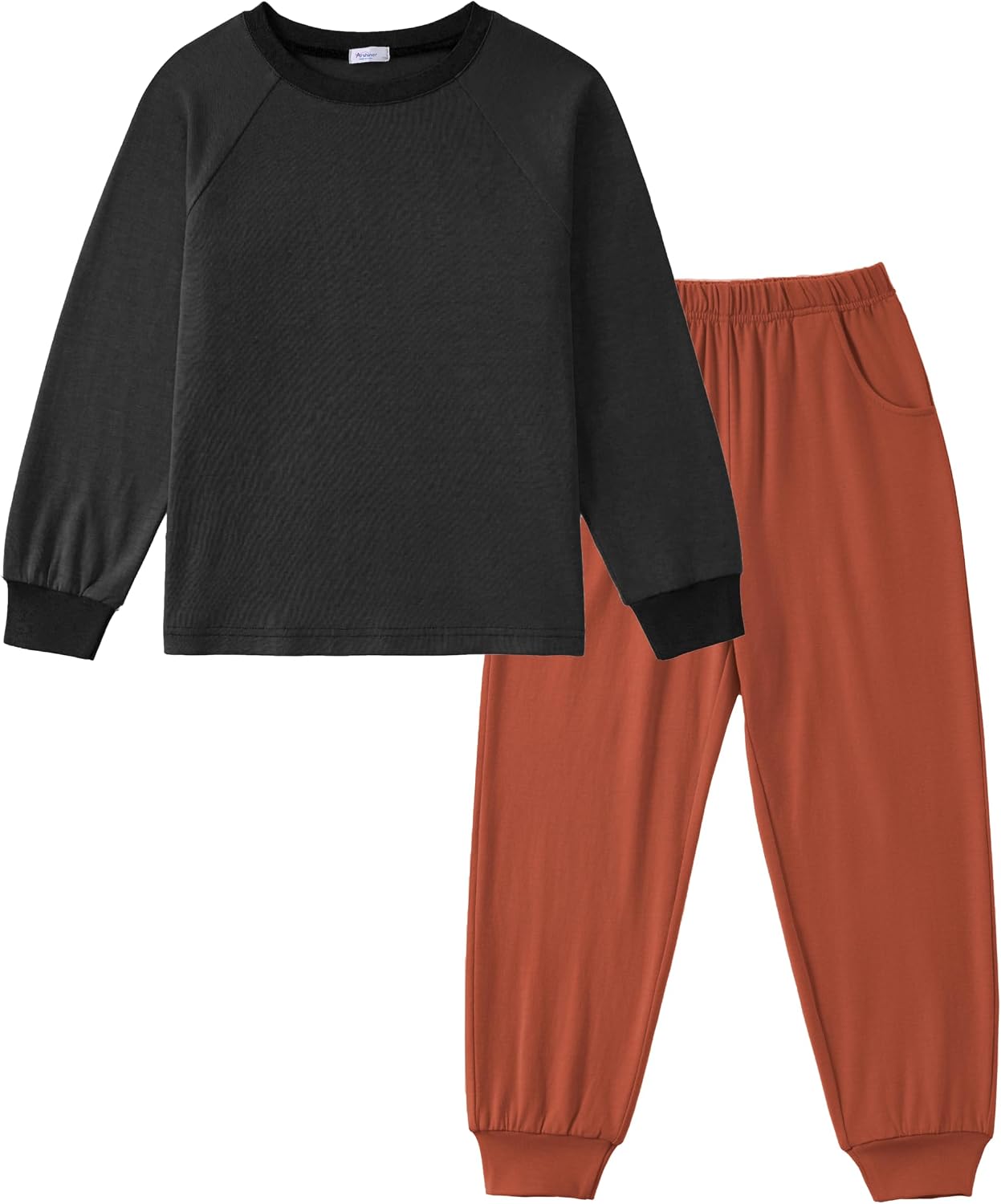 Arshiner Boys Clothes Set Long Raglan Sleeve T-Shirts + Casual Pants 2Pcs Colorblock Fall Outfits for Kids