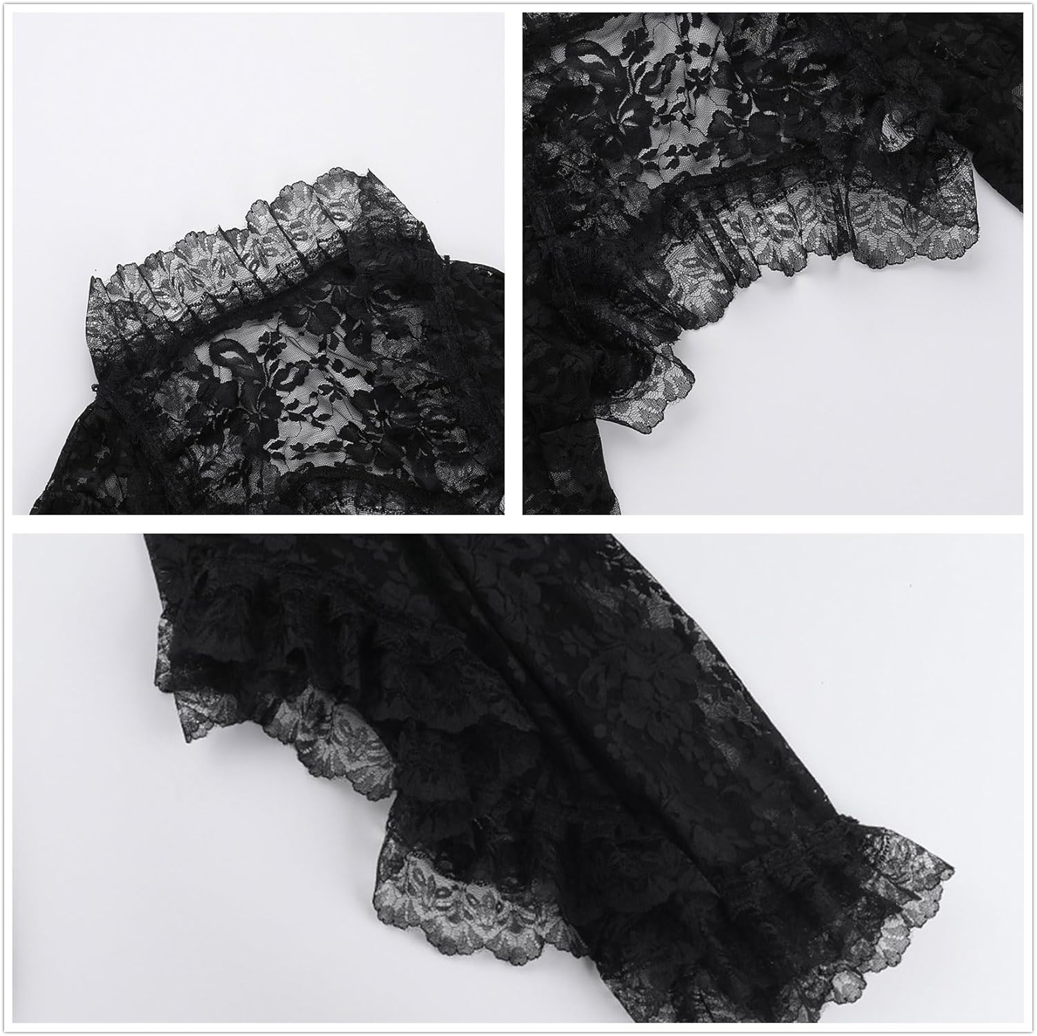 Victorian Lace Bolero Shrug Top Women Goth Sheer Bell Sleeve Y2k Rave - Image 7