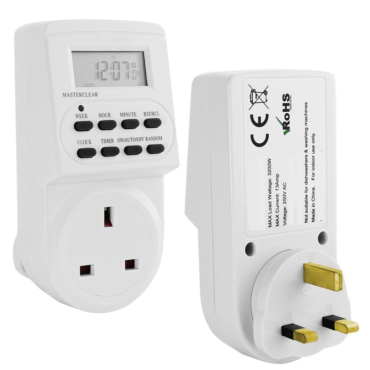 Thebigship Light Electronic Digital Timer Mains Socket Plug-In 7 Day 12 24 Hour