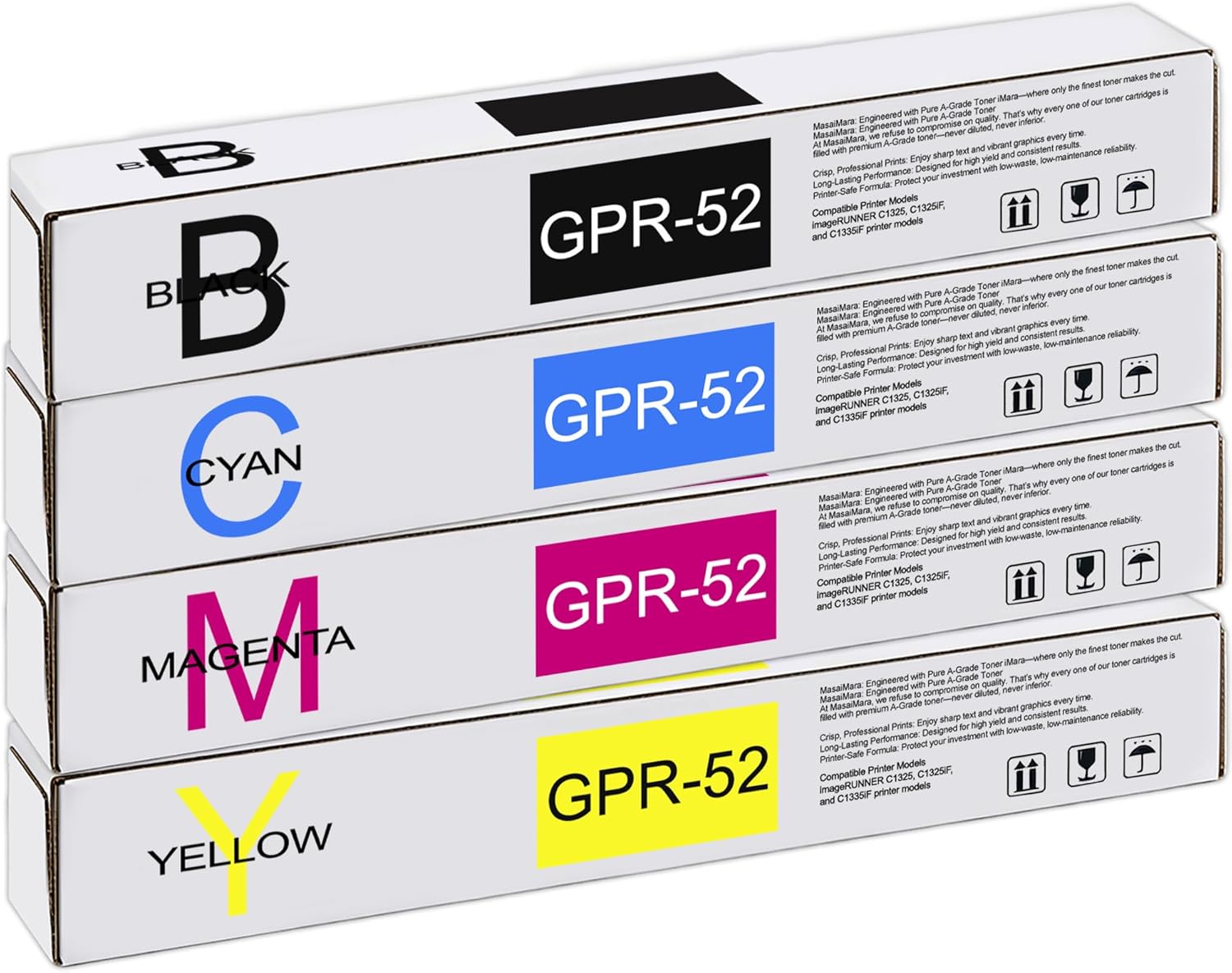 MasaiMara GPR-52 GPR52 Compatible Toner Cartridge for Canon imageRUNNER C1325 C1325IF C1335IF Printer (Black Cyan Magenta Yellow, 4 Pack)