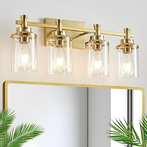 Miniatura 10 de Lámparas de tocador de 3 luces de níquel cepillado con pantalla de vidrio transparente, moderna lámpara de baño sobre espejo, lámpara de pared de