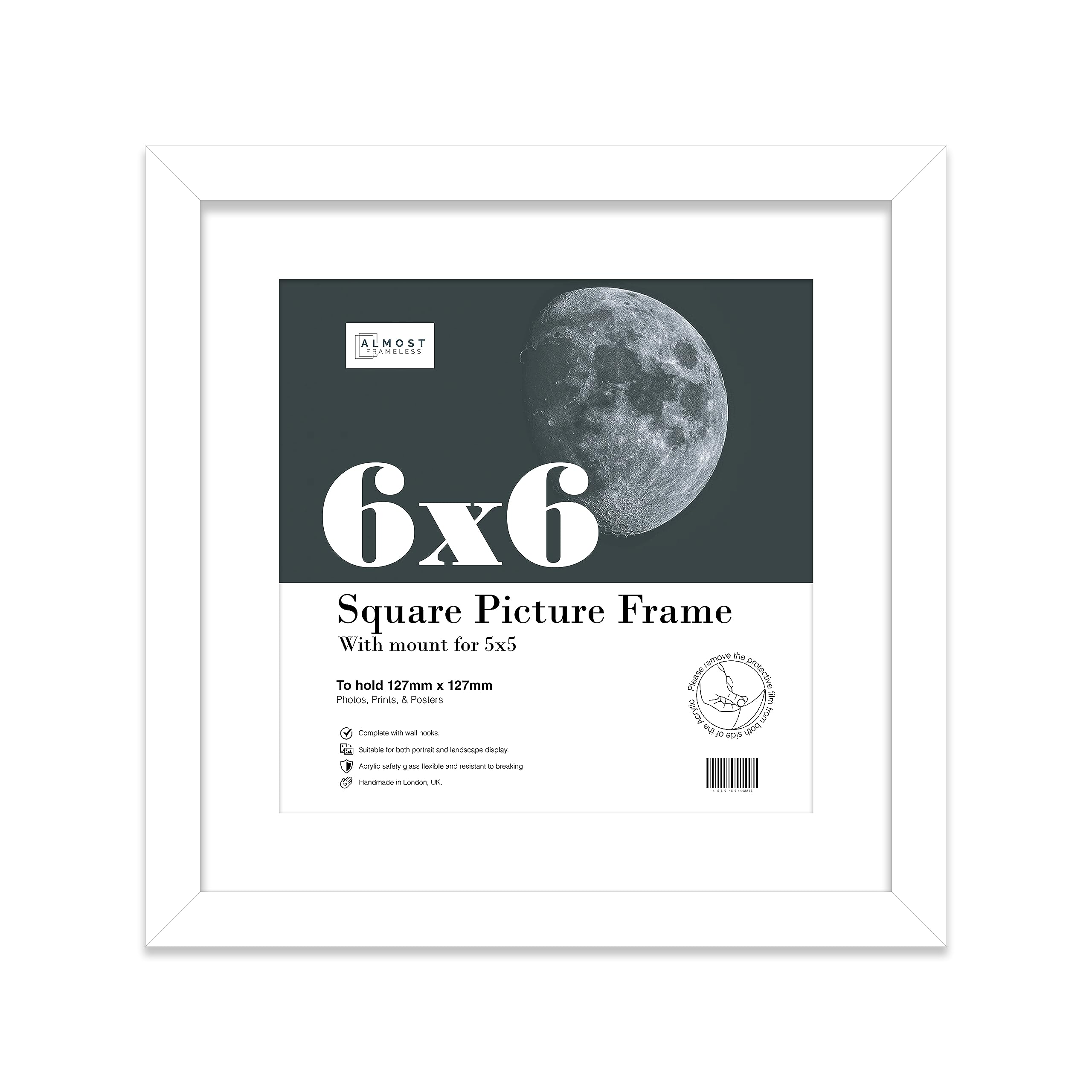 6X6" White Picture Frame6X6" Square Frame With 5X5" Mount For 6X6"/5X5" Pictures Luxurious Style Gallery Wall1 Pack from B&Q