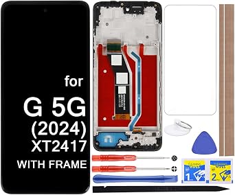 LCD Screen Replacement Touch Digitizer Display Assembly with Frame for Motorola Moto G 5G 2024 XT2417 XT2417-1 XT2417D 6.6"