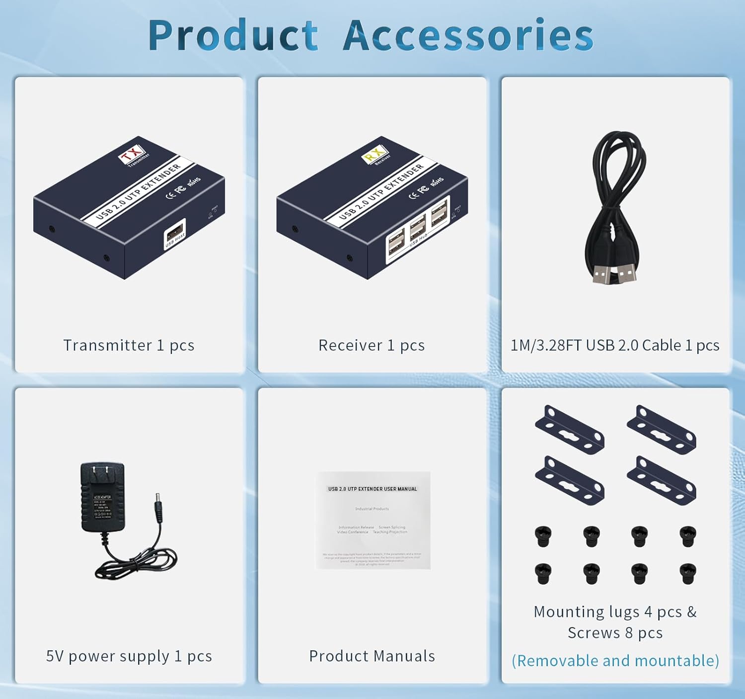 usb extender over ethernet cat5e cat6/7 up to 492FT/150m，6 Port UBS2.0,Plug and Play,usb ethernet extender over rj45. No Driver,Supports All Operating System, Keyboard and Mouse Over Ethernet. (cat5e)