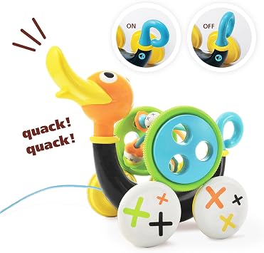 Push Pull Along Toy for Baby, Duck Whistles As Toddlers Pull It With Bead Coaster Developmental Toys For Ages 1-3 Years