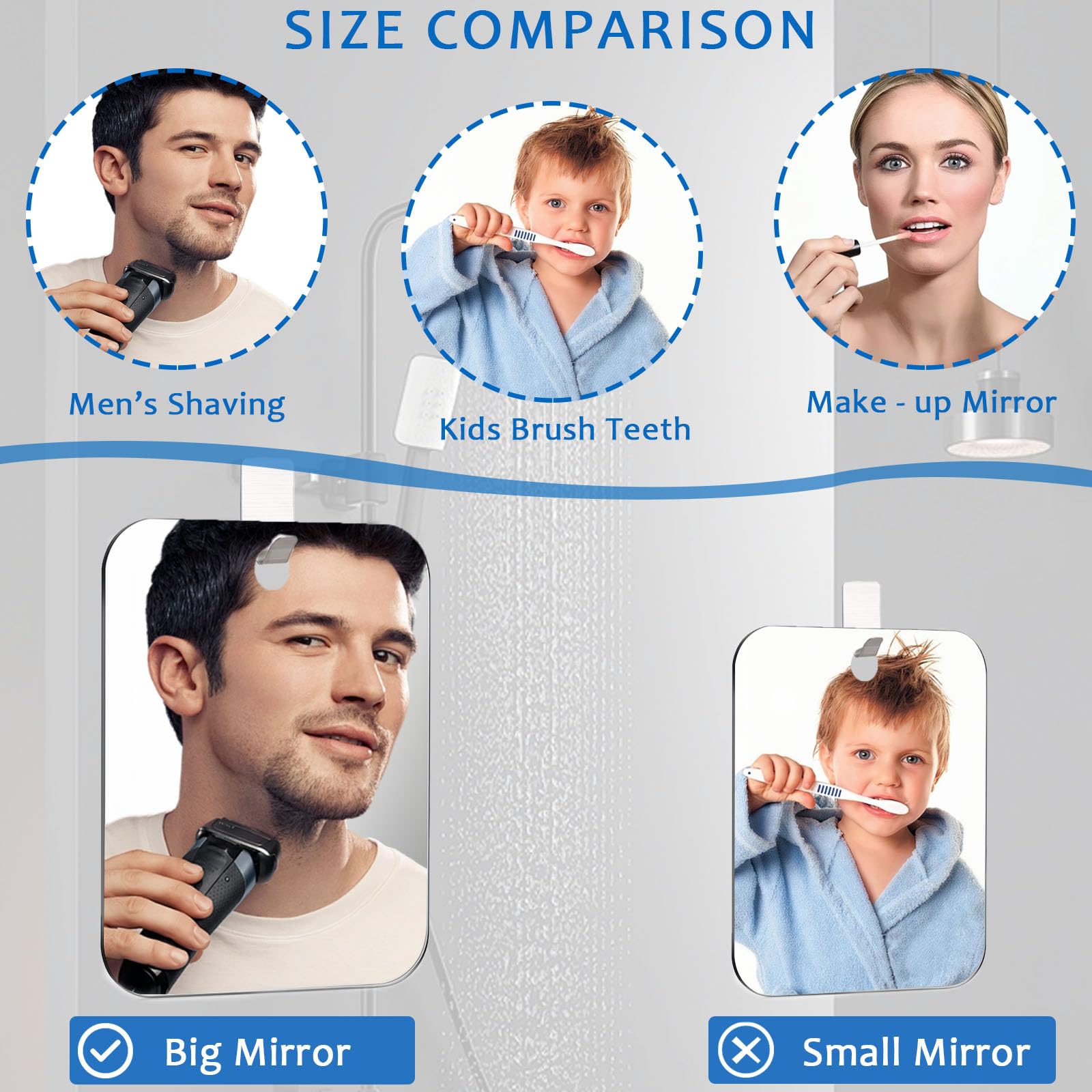 Specchio Da Barba Antiappannamento Acrilico - Infrangibile Con Gancio Adesivo, Perfetto Per Doccia E Viaggi (25x20cm) - Foto 13