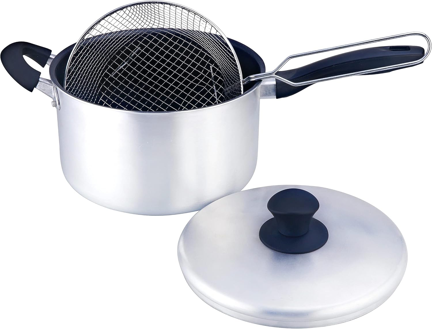 Royal Cuisine 22Cm Aluminium Deep Frying Chip Pan with Basket and Lid