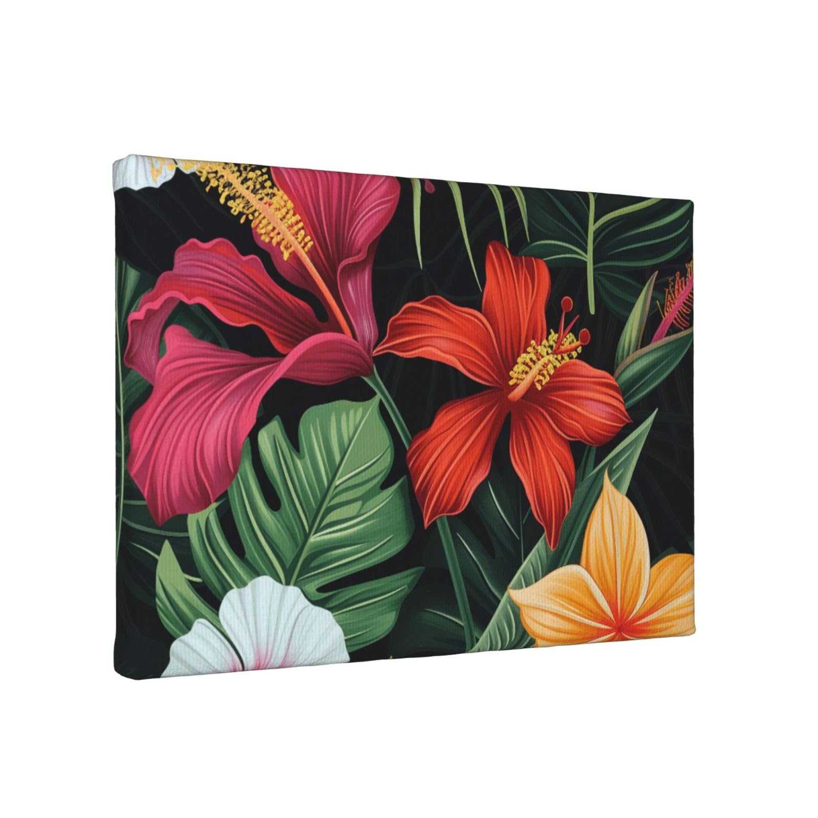 YKLJG Tropical Flower Printed Wall Art Canvas Painting 30x20 CM Wooden Framed Picture Painting Artwork Prints for Bedroom Kitchen Home Office Decor