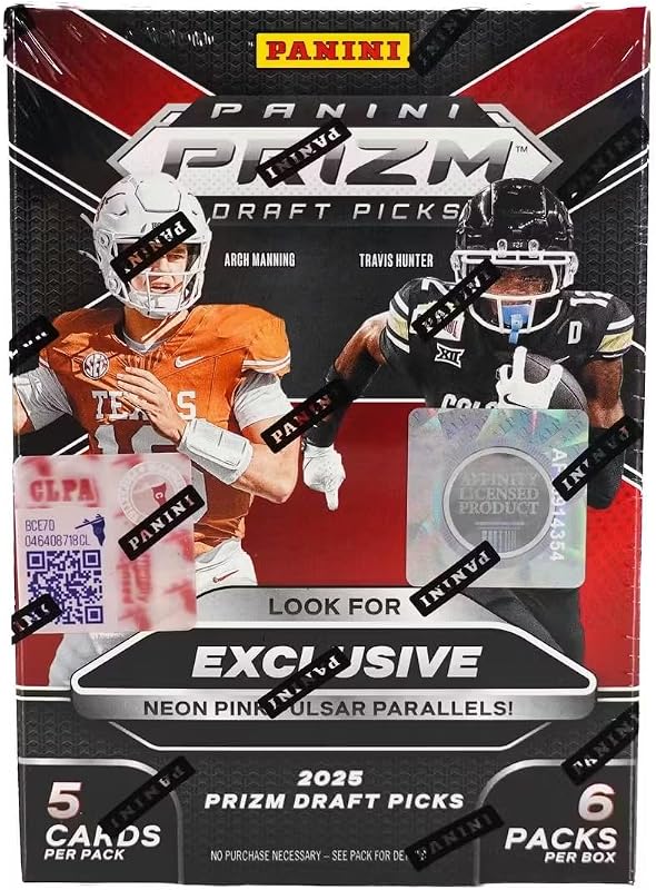 2025 Panini Prizm Draft Picks Football, paquete de 6 cajas de tarjetas coleccionables Hobby Blaster (1 Prizm plateado por caja)