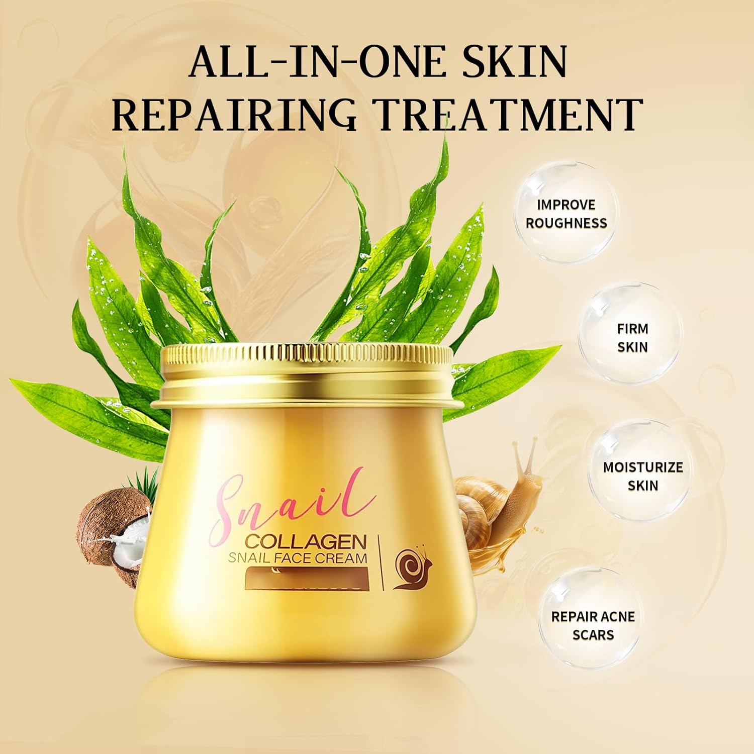 Snail Collagen Face Cream,Collagen Hydrating Anti-Wrinkle and Rejuvenating Cream,Snail Collagen Moisturizer Face Rejuvenation Cream for Women,All Skin Types(2PCS) - Image 8