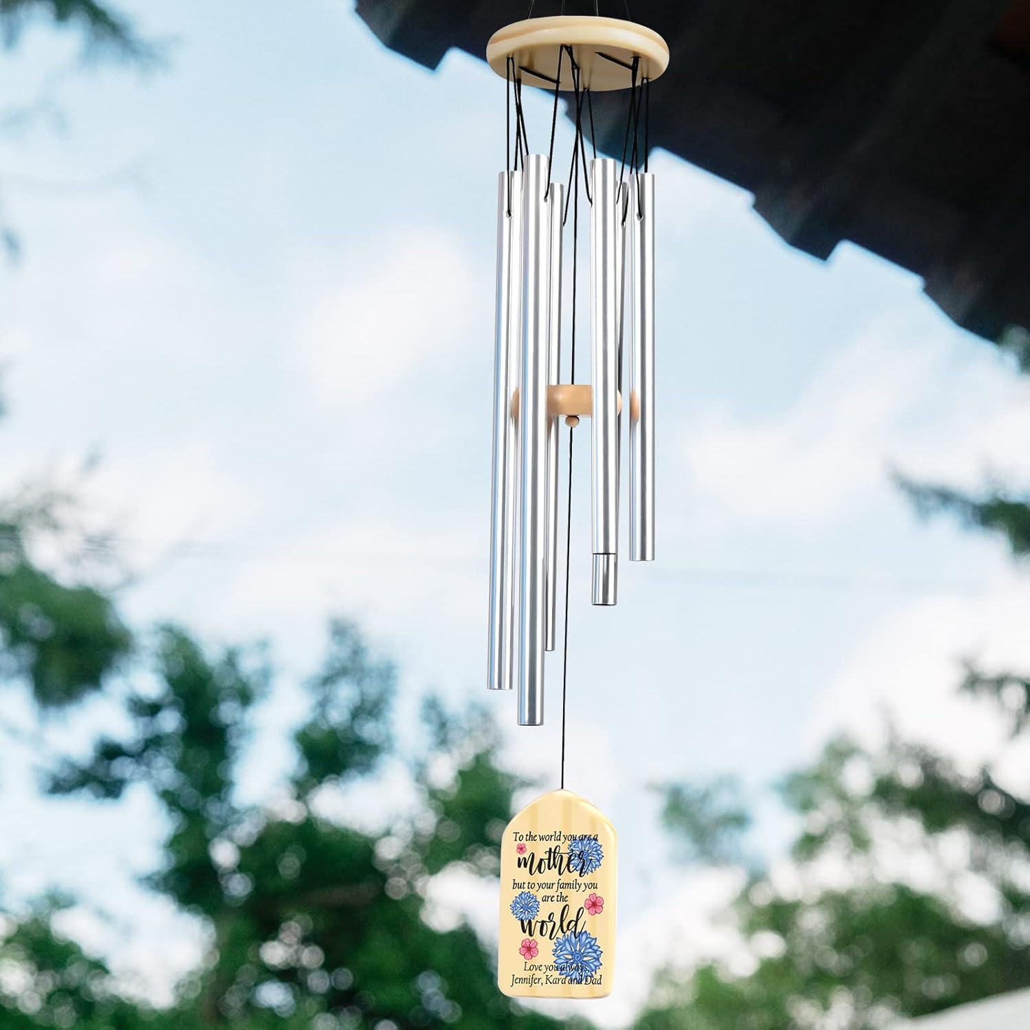 Jocidea Personalized Mom Gifts Wind Chimes - Gifts for Mom from Daughter or Son - Perfect for Mother's Day, Birthdays, Thanksgiving, Valentines Day or Christmas - You are The World
