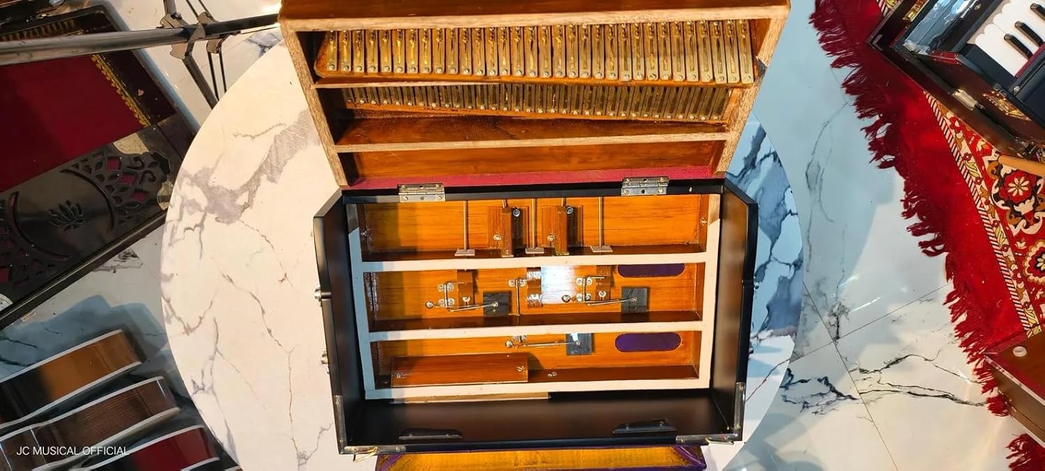 NamasteHimalayas Premium, 2.5 Octave 2-Reed Harmonium – Professional Custom Dual-Tone Model in Black and White With Soothing Sound