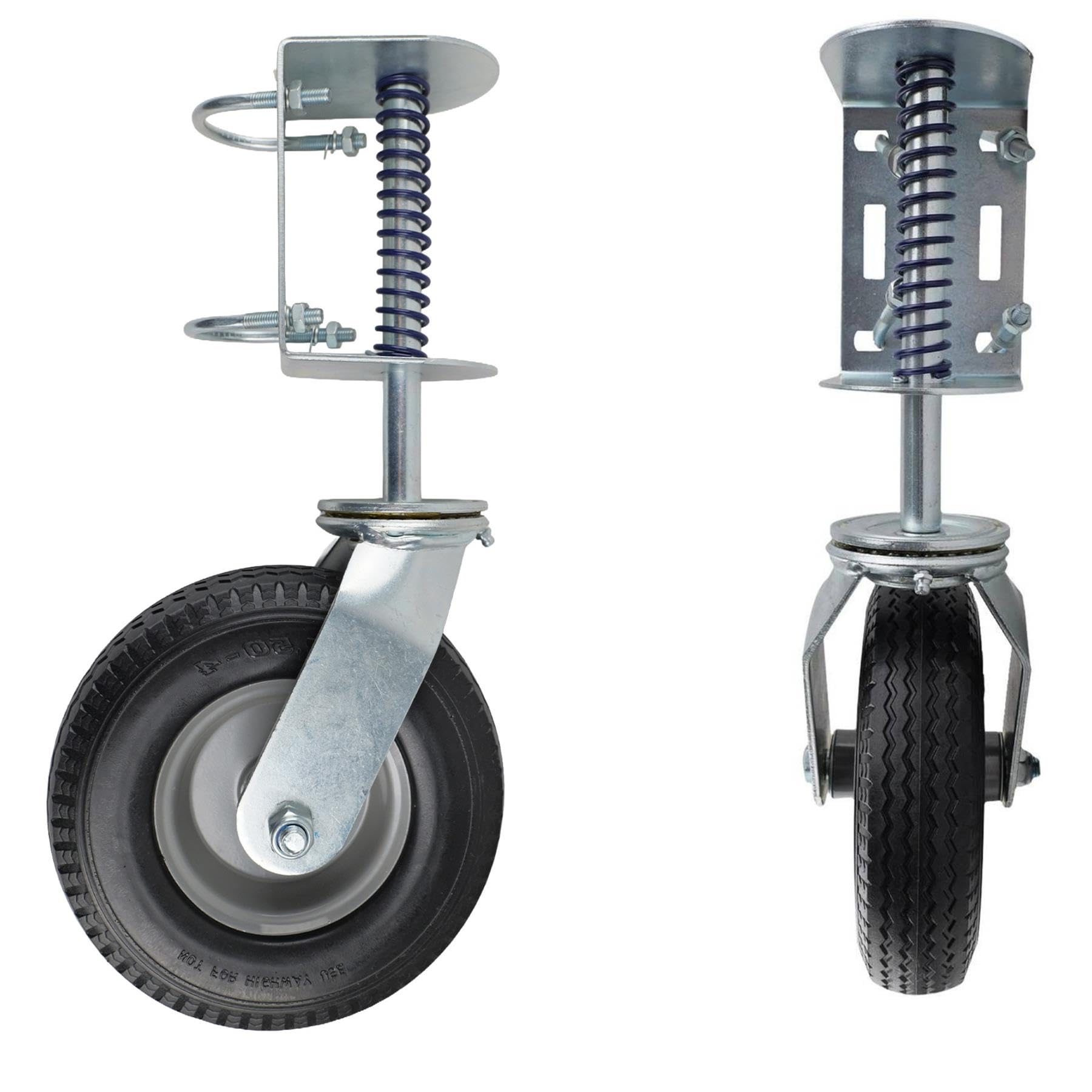 B&Q -  200mm (8In) Flat-Free Spring-Loaded Gate Wheel100Kg Swivel Castor Universal MountingPuncture-Proof