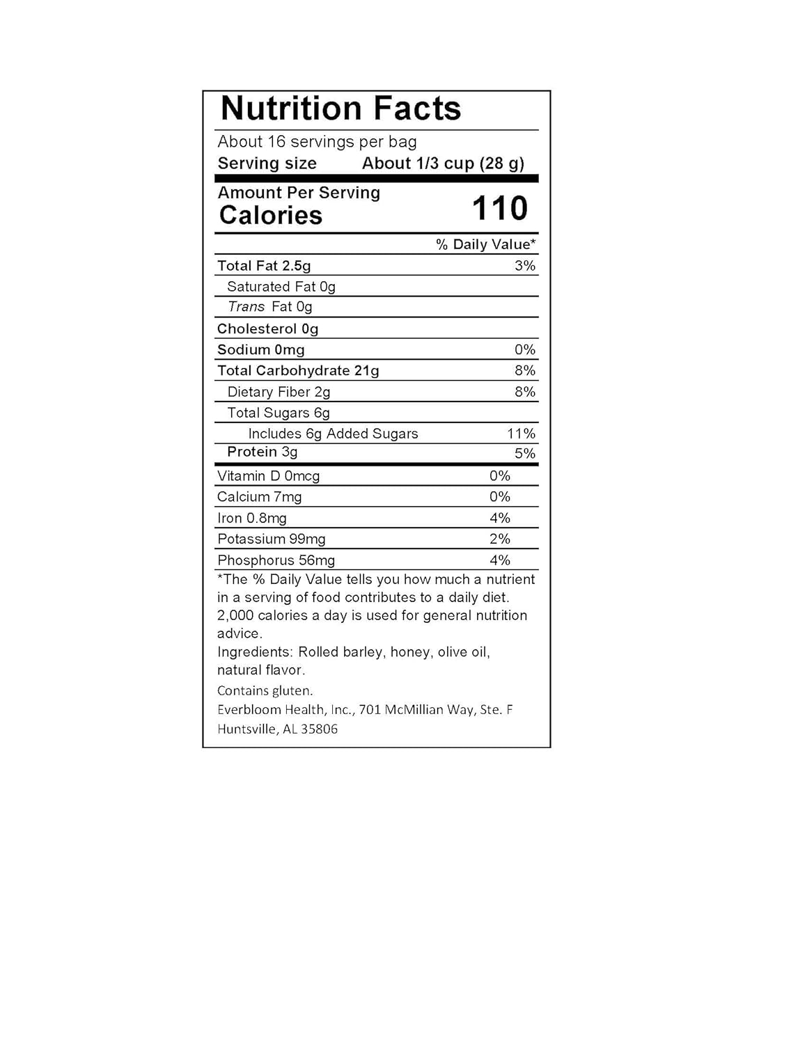 Burl Barley Granola, Honey Granola, 1 lb, Bulk 3 Pack, Rolled Barley Grain, Great Granola for Parfaits, Whole Grain, Clean Ingredients