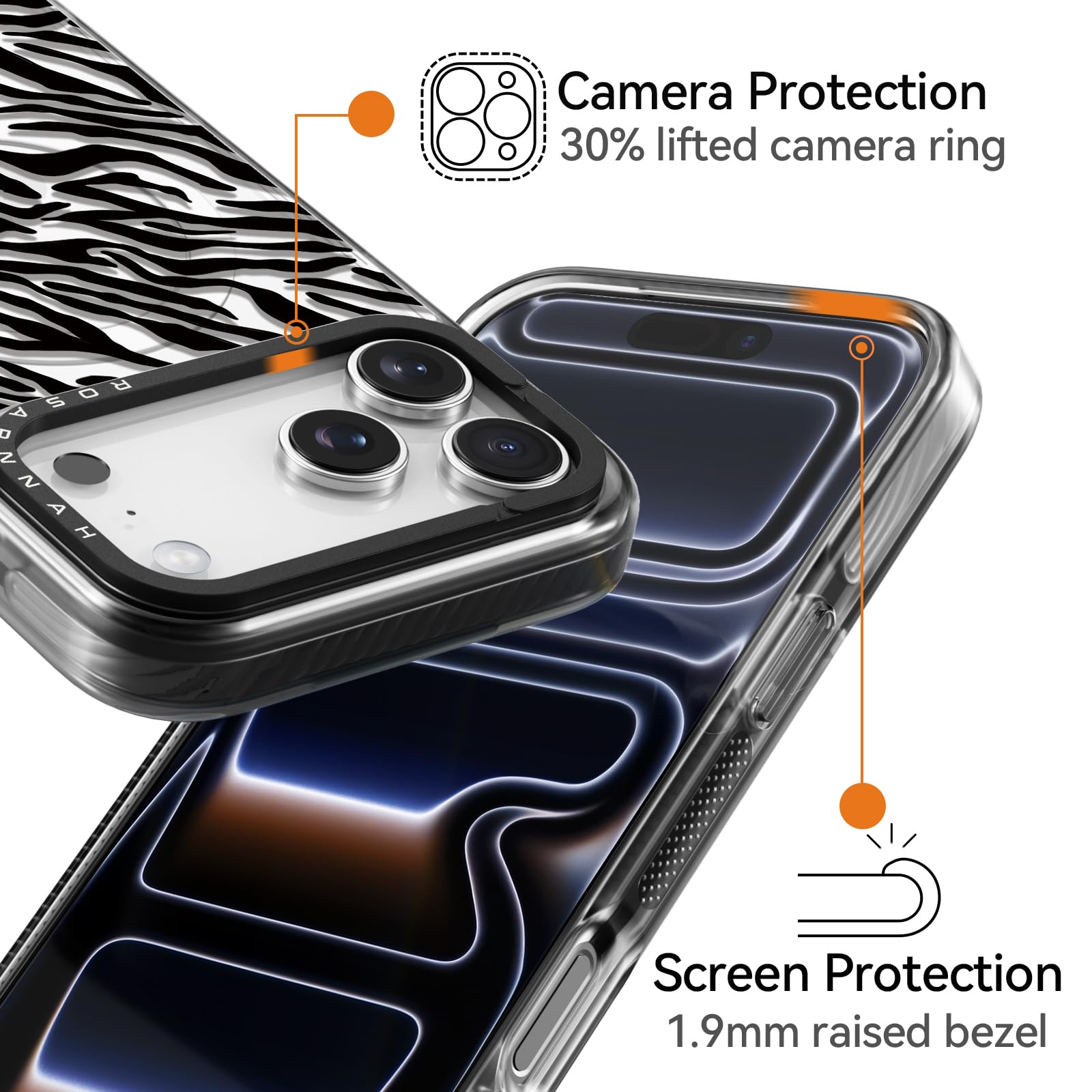 Rosarnnah Bonita funda para iPhone Pro, compatible con Magsafe, duradera, a prueba de golpes, caída de 6.5 pies, divertido diseño de cebra negra para iPhone Pro (6.3 pulgadas), color negro