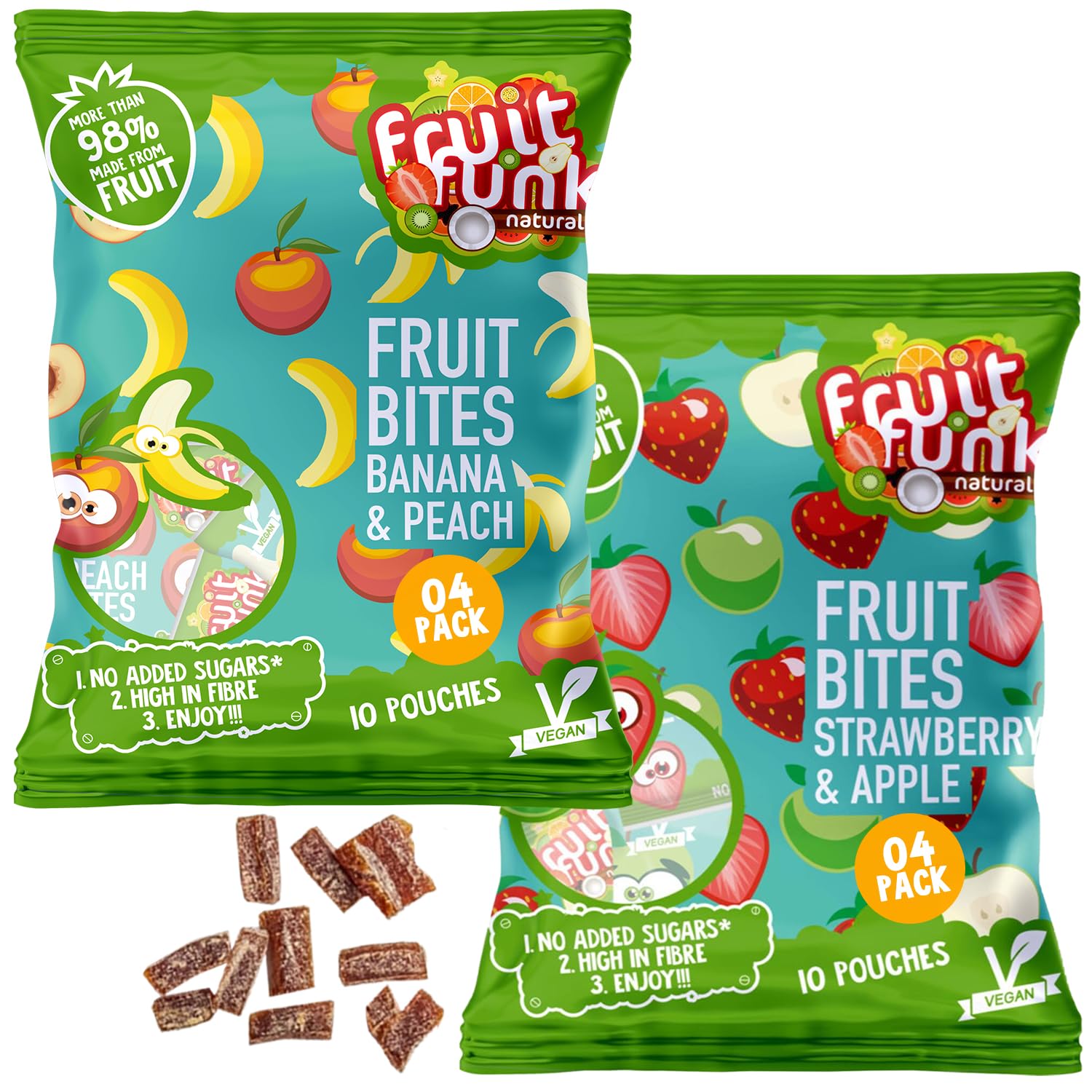 FRUITFUNK Fruit Snacks Bulk Bites | Multibag | Low Sugar Healthy Dessert for Kids | Natural Fruit Snacks | Made from Real Fruit | High Fiber | Vegan | Allergen Free |Harvest Snacks- 80 Pack