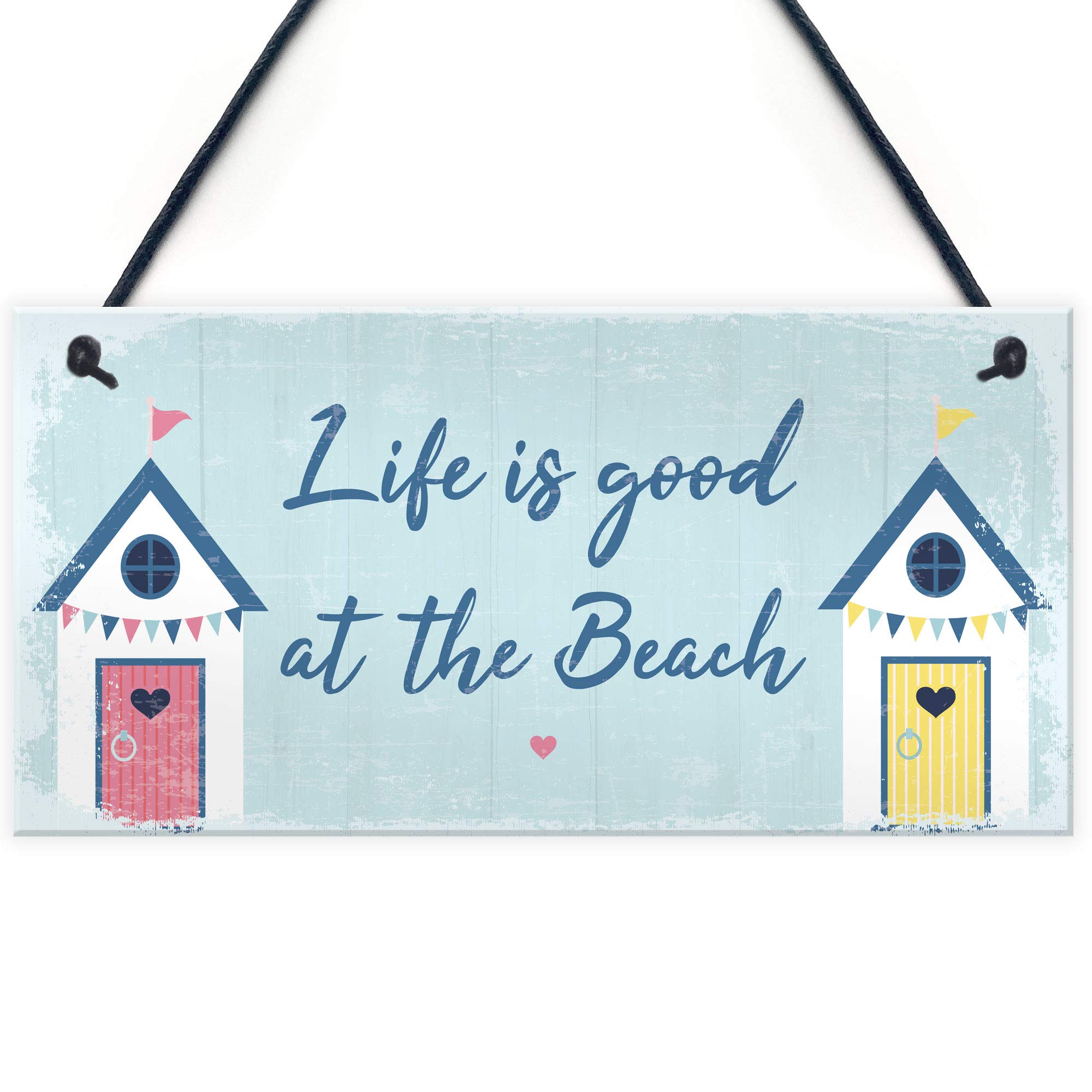 Red Ocean Beach Sign Nautical Theme Hanging Plaque Hot Tub Garden Summer House Sign