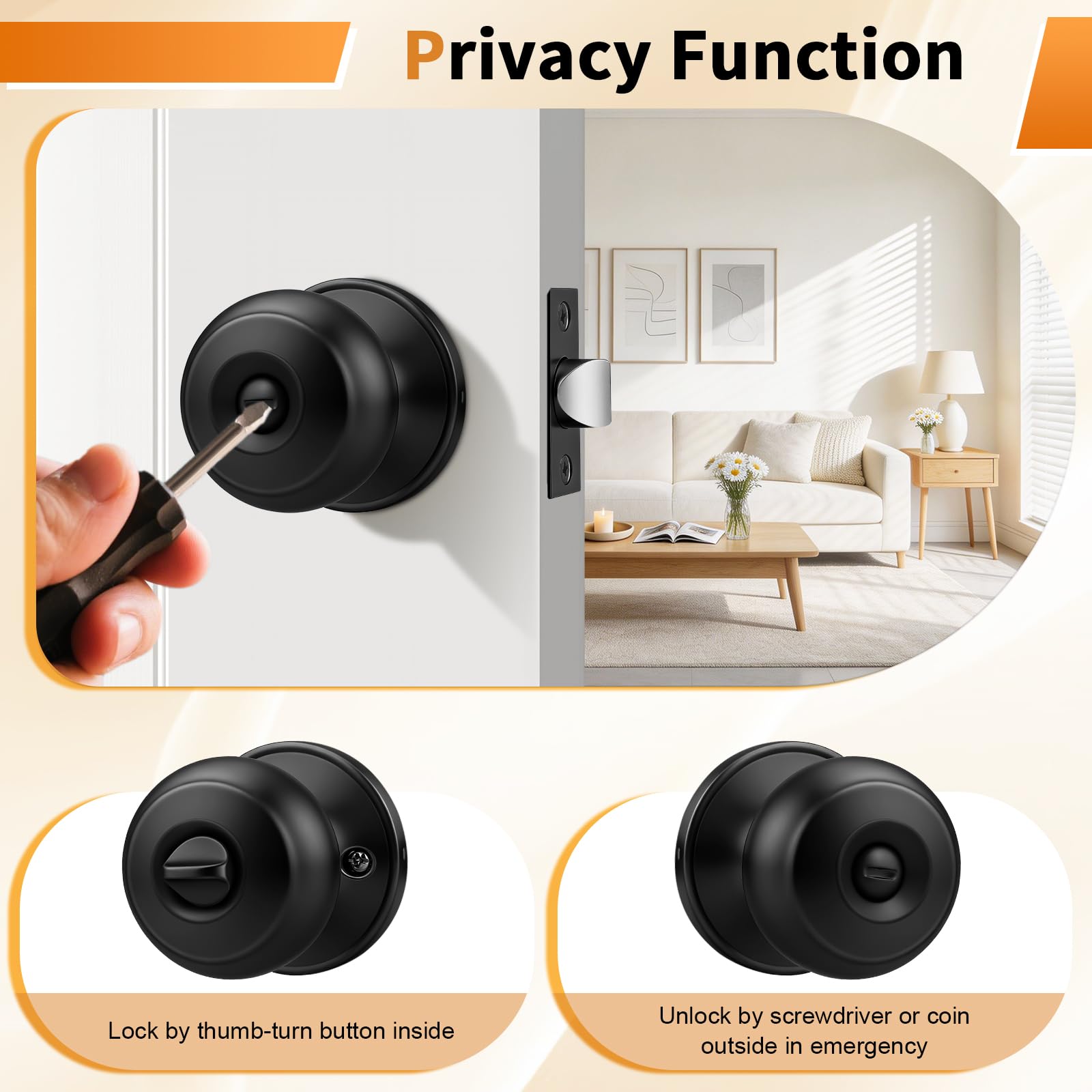 Probrico Black Door Knobs - Matte Black -4