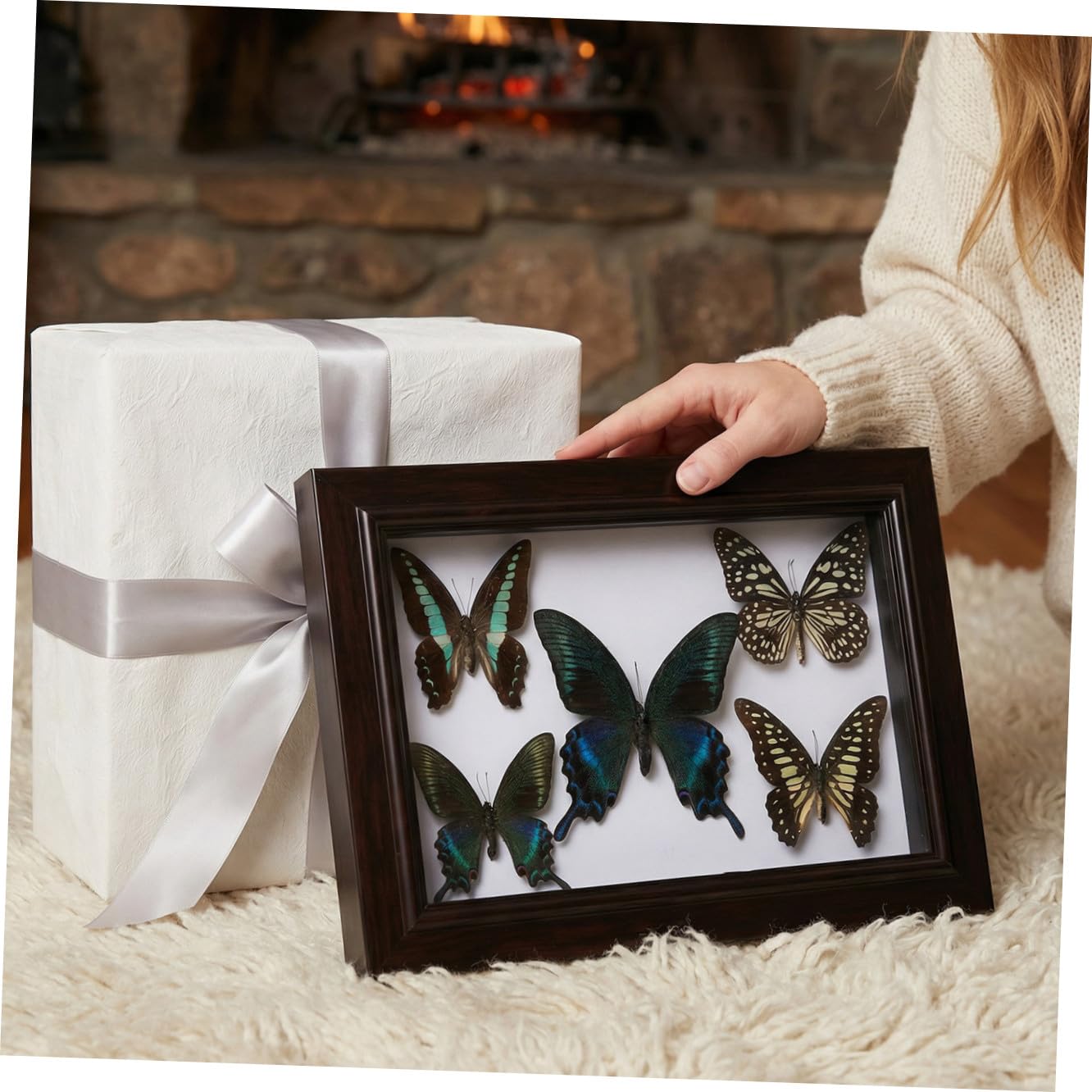 Marco de Muestra de Mariposas de Madera para Colgar en Pared