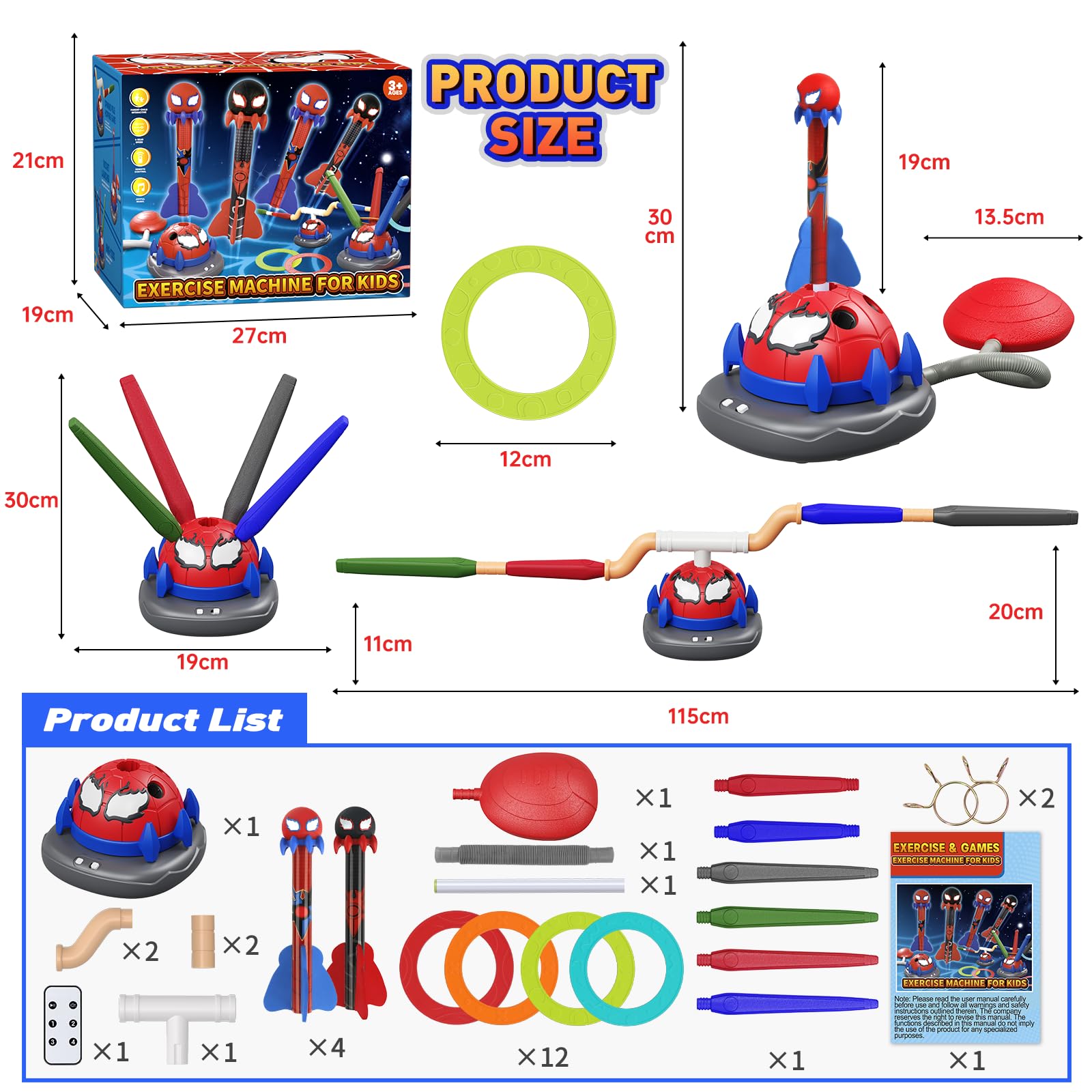 Amazon.com: Spider 3-in-1 Rocket Launcher for Kids 3-10, Ring Toss