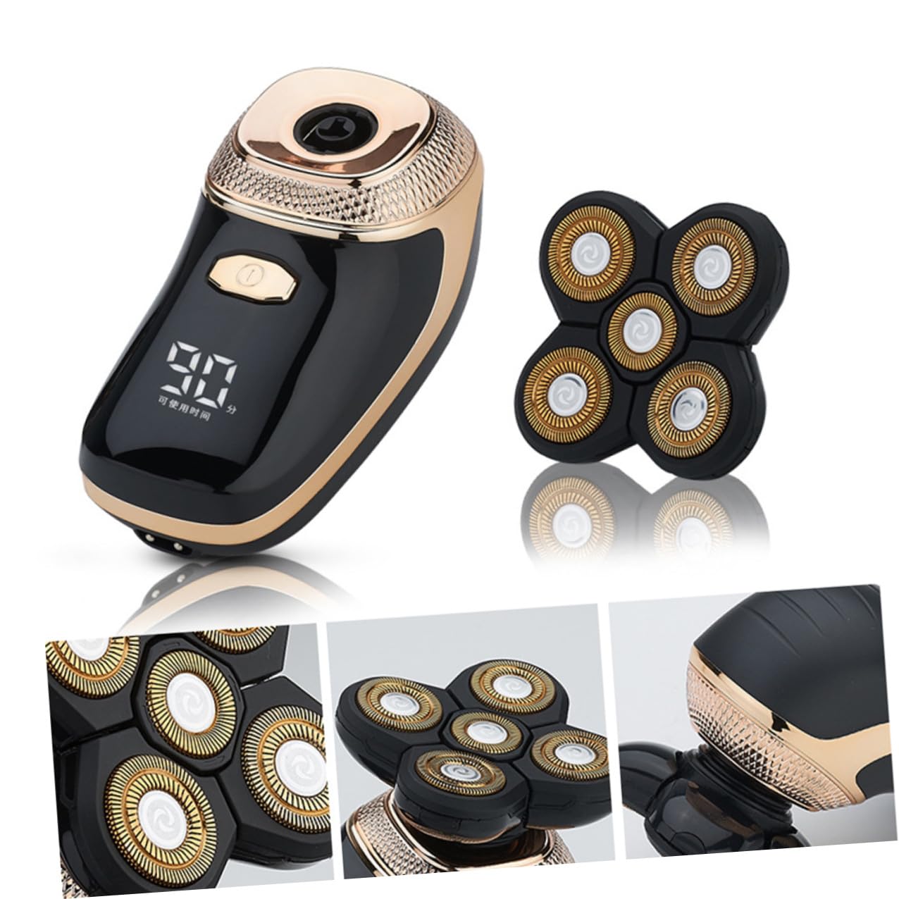 SHERCHPRY Rasoio Elettrico per Barba e Chioma Uomo, Macchinetta Cinque-in-uno in Acciaio Rivestimento Titanio, Ricaricabile Usb, per Rifinitura e Taglio Professionale