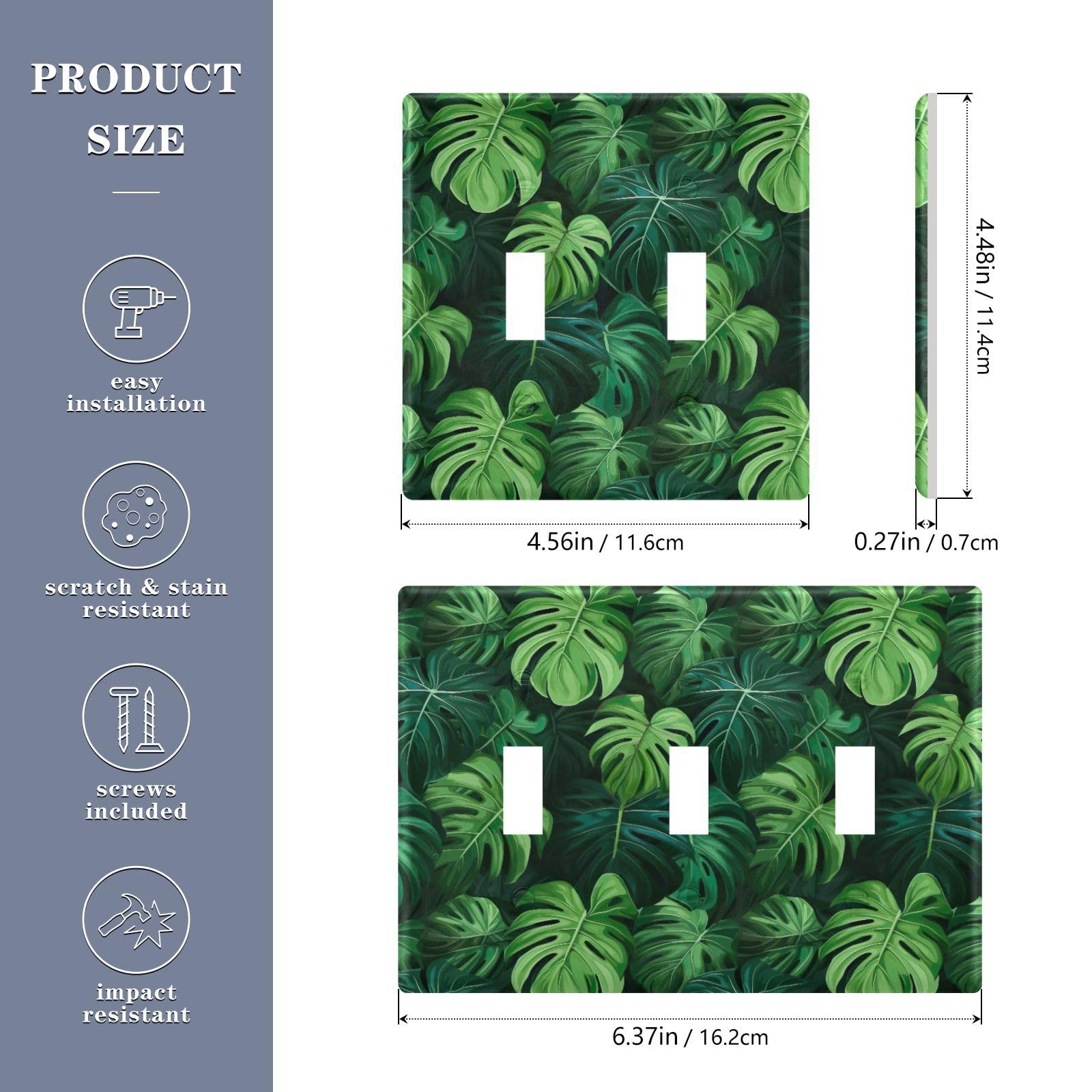 UMIRIKO Palm Leaves Light Switch Cover Plate Covers Decorative Double Toggle Home Decor 202a8599