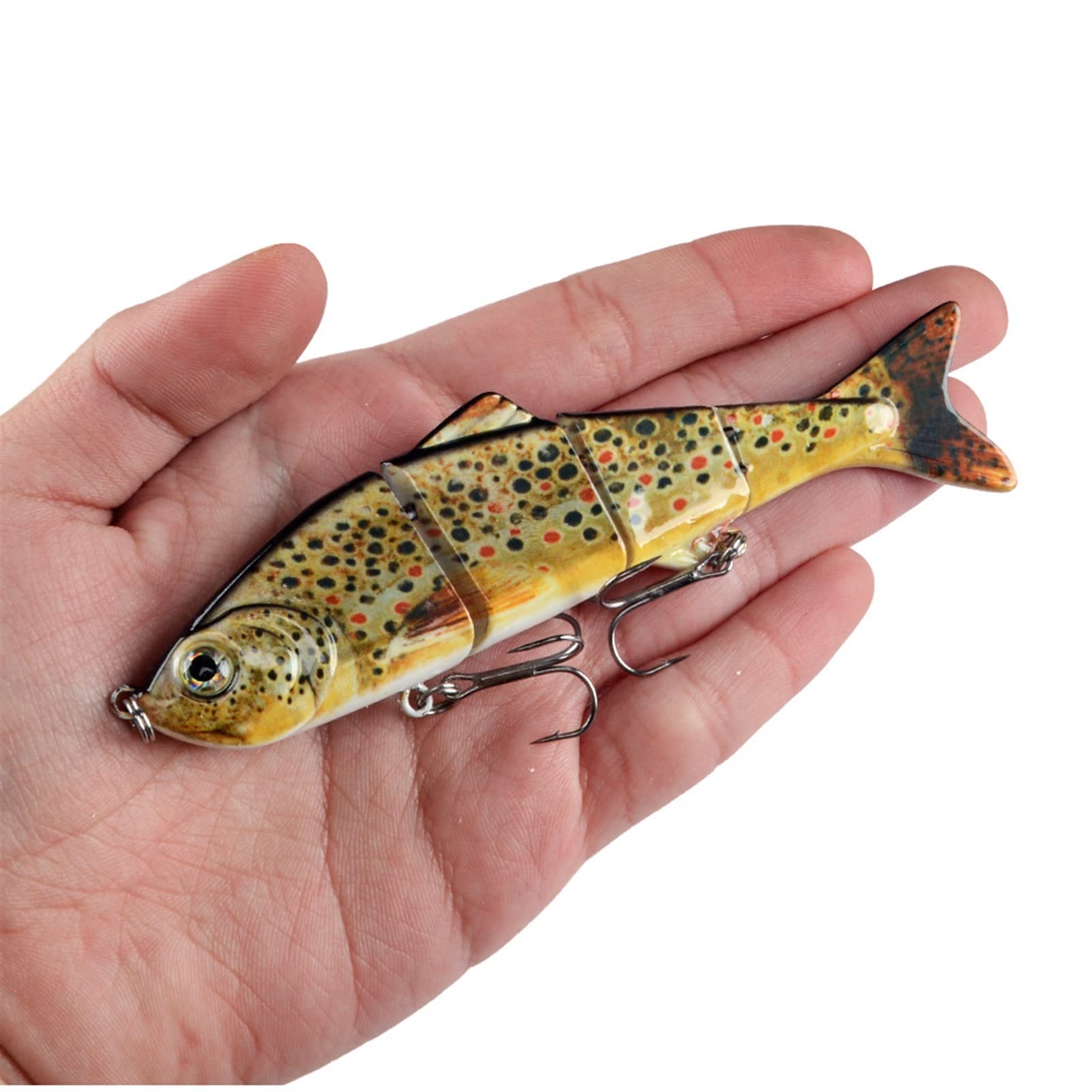 5 piezas 12cm 18g Señuelo para pesca de lubina Swimbaits de articulaciones múltiples segmentados realistas con gancho triple Trucha de agua dulce de agua salada, perca, carpa, aparejos de pes