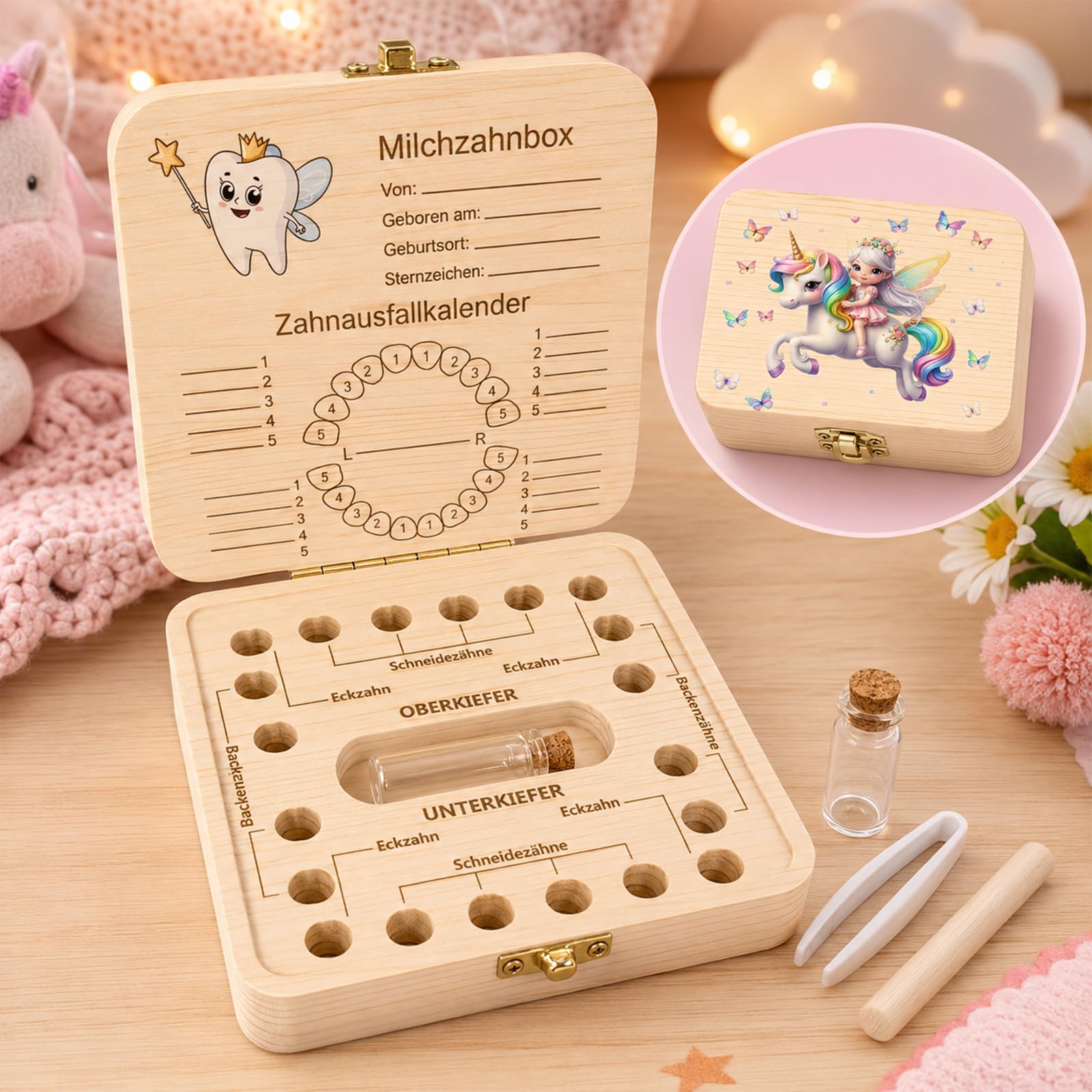 Caja de dientes de madera para dientes de leche, regalo para niñas, caja de dientes, caja de dientes de leche, caja de almacenamiento para dientes de leche, caja de recuerdos para niños