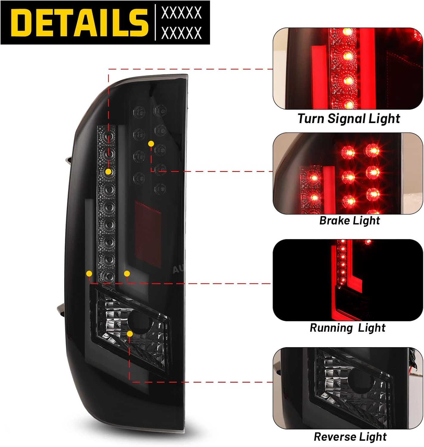 LED DRL Tail Lights for Toyota Tundra 2014-2021, Tail Lamps with LED Turn Signal/Brake Light Rear Back Lights Assembly Replacement Kits for Tundra Pickup
