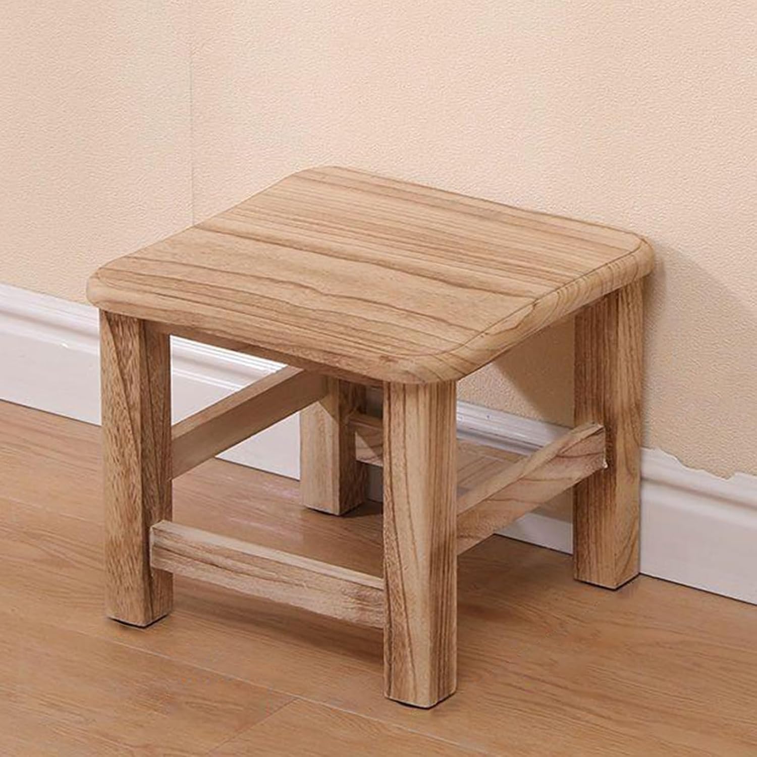 Compact Yellow Wooden Shoe Storage Bench with Drawer, Solid Wood Entryway Stool, No Assembly Required, Rounded Edges for Bedroom & Living Room, Medium Size