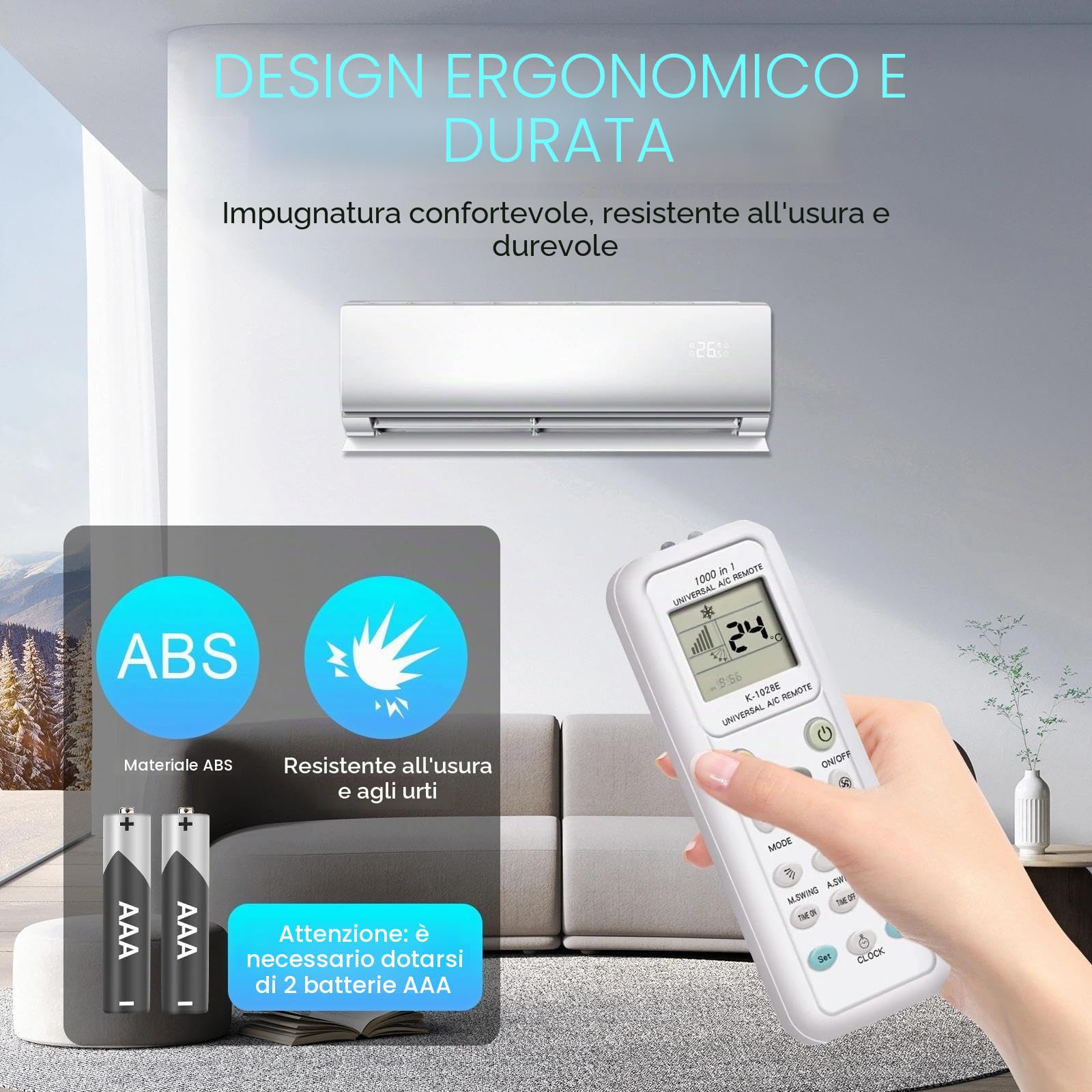 Telecomando Universale per Climatizzatori K-1028e Compatibile LCD 1000 in 1