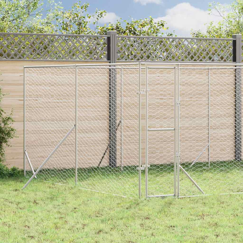 Perrera para perros al aire libre, 4 x 4 x 2 m, acero galvanizado, caño para cachorros, parque al aire libre, jaula, cercado para animales, cercado para perros, resistente a la intemperie, al