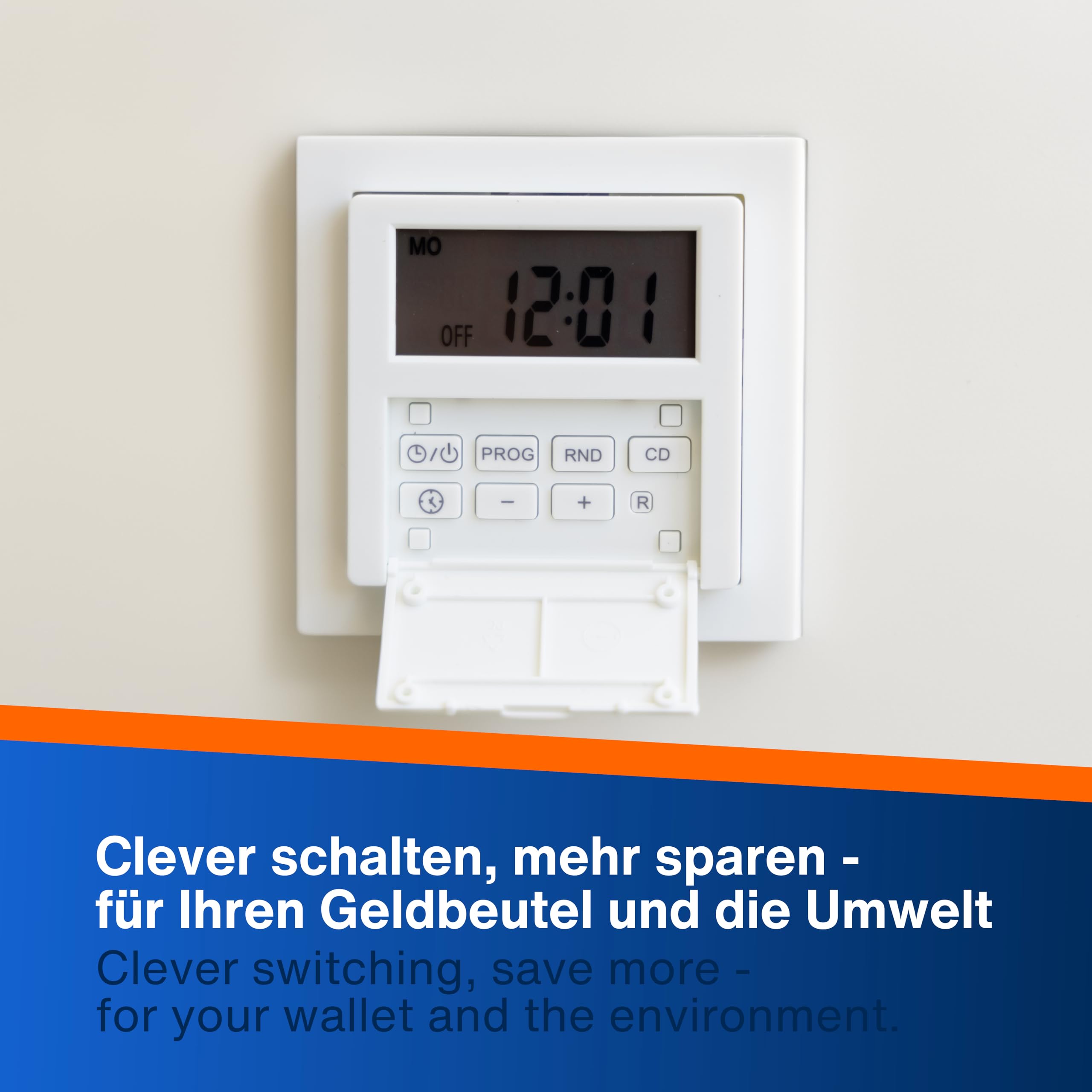 REV Zeitschaltuhr digital - Unterputz Wochenzeitschaltuhr für den Innenbereich mit Aus-/Wechselschalter, weiß