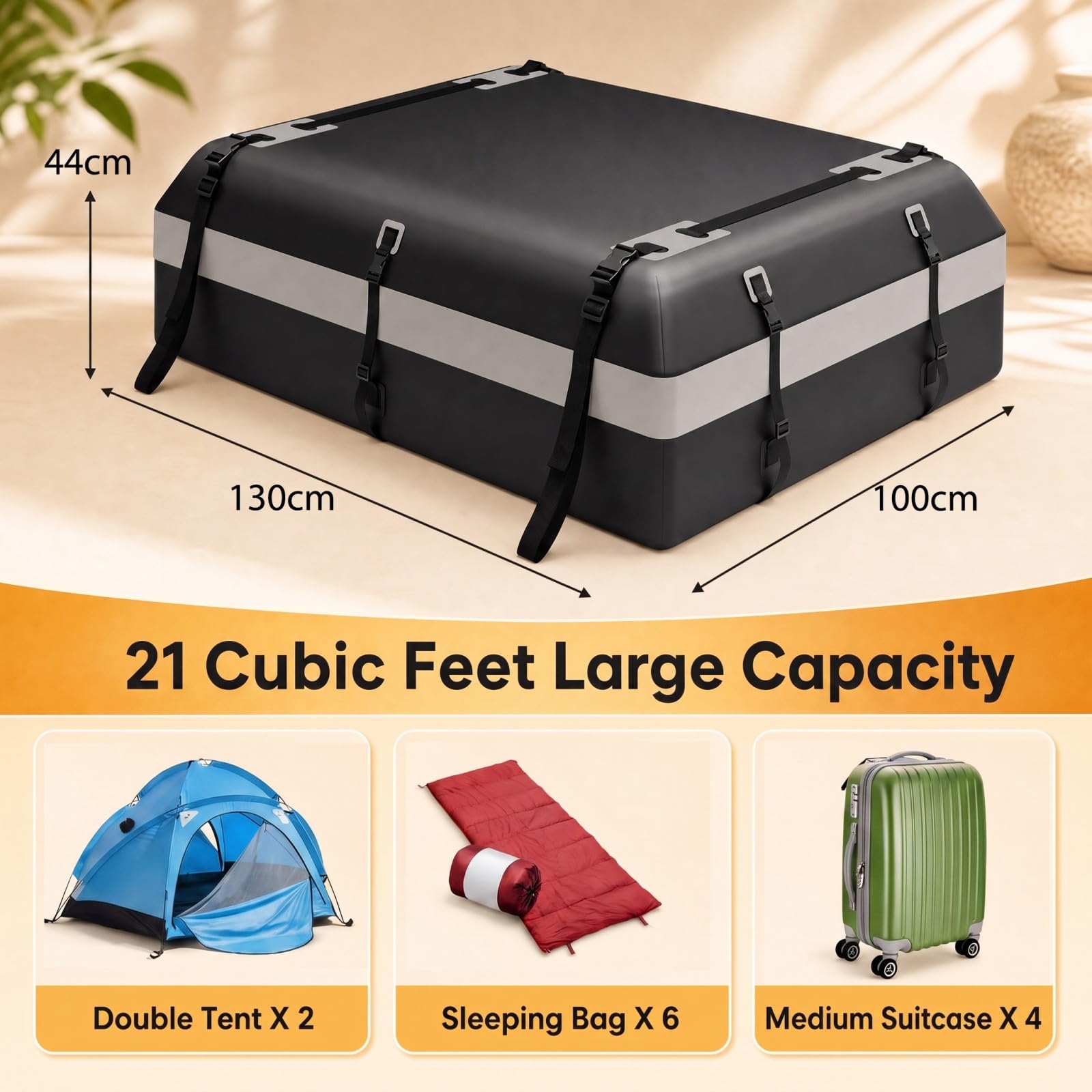 GIANTEX 600 L Cofre de Techo (130 x 100 x 44 cm) con Bolsa Cordón
