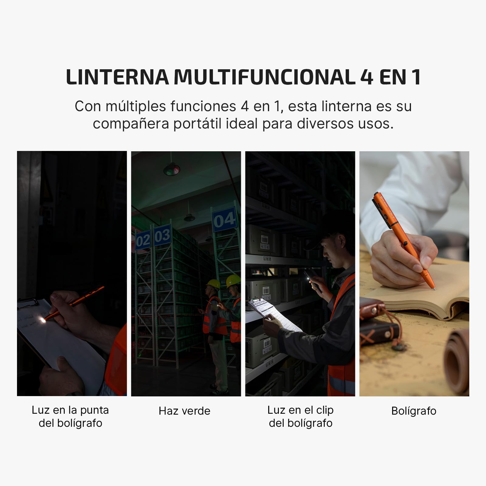 OLIGHT Open 3 Linterna de Bolígrafo LED de 120 Lúmenes con Luz Roja y Verde, Linterna Recargable EDC portátil y fácil de cargar para Escribir, Trabajar, Aventuras, Negocios Profesionales (Naranja)