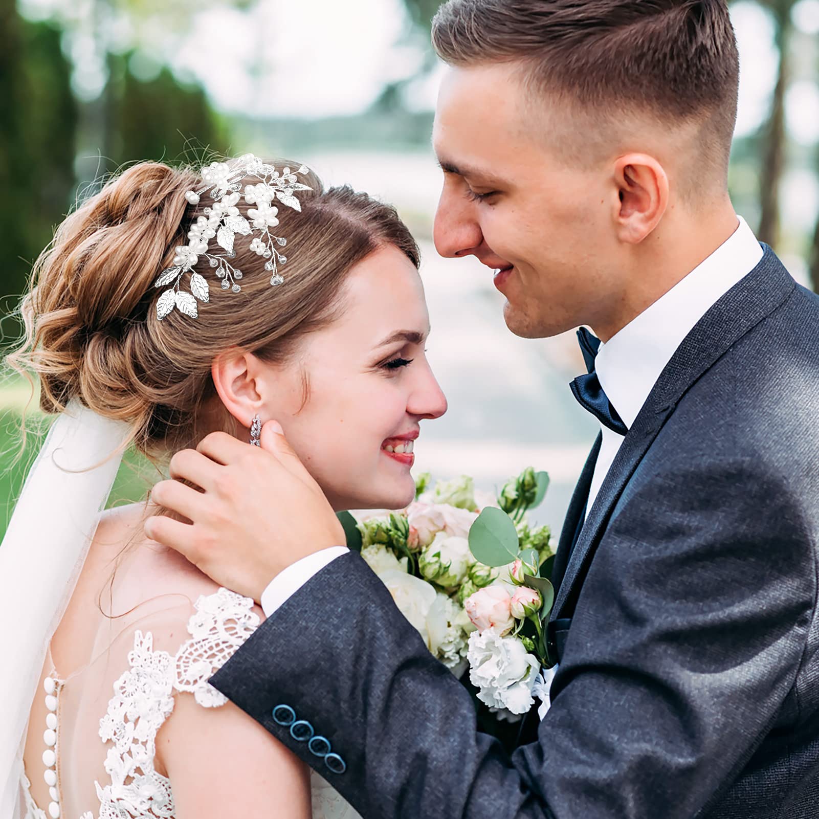 4 Pezzi Accessori Capelli Sposa Pettine Fermaglio con Perle Strass Forcine a Forma di U per Donne e Ragazze